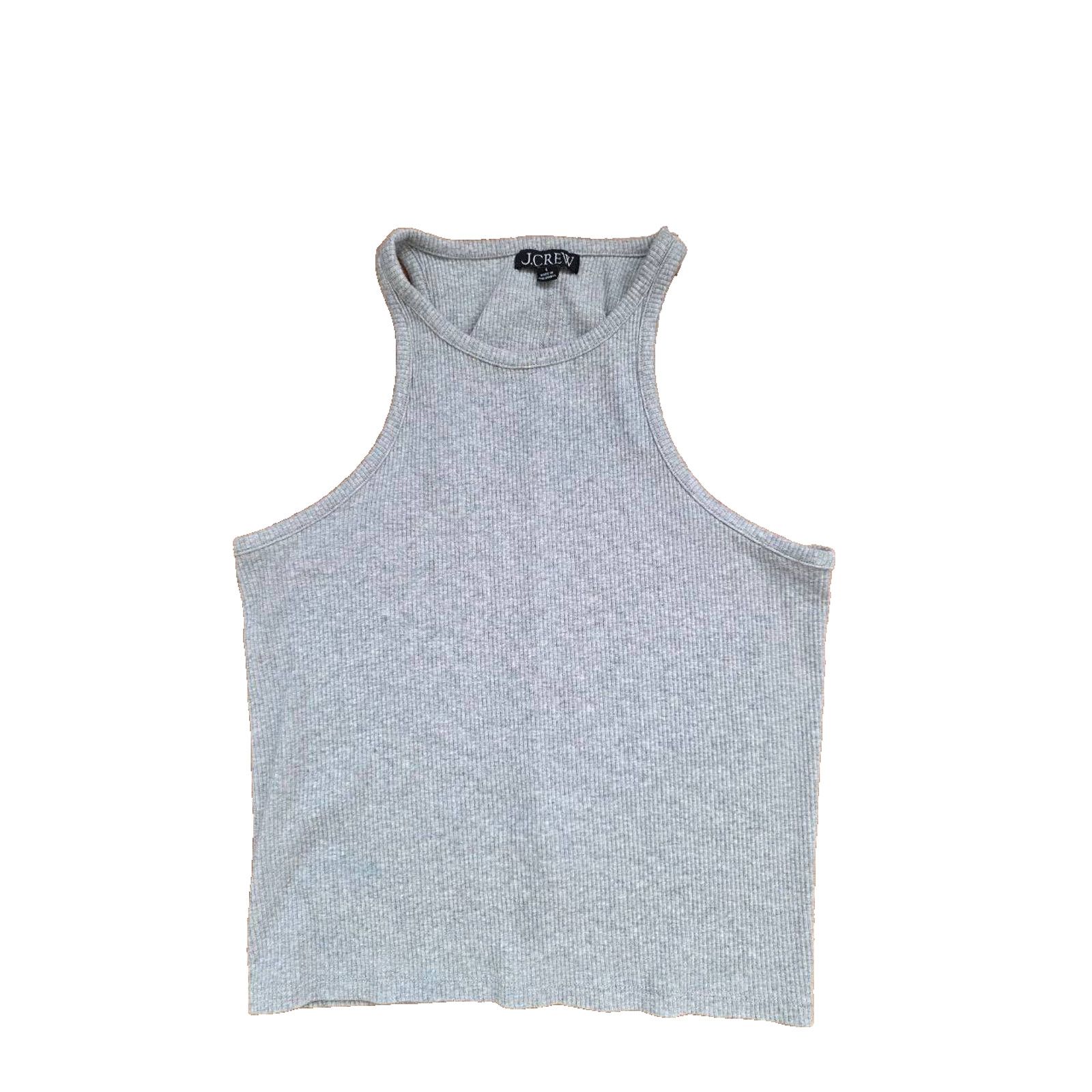 J.Crew J. Crew RIBBED TANK TOP Grey cotton women Y2K Large A001663 Size L / US 10 / IT 46 - 2 Thumbnail