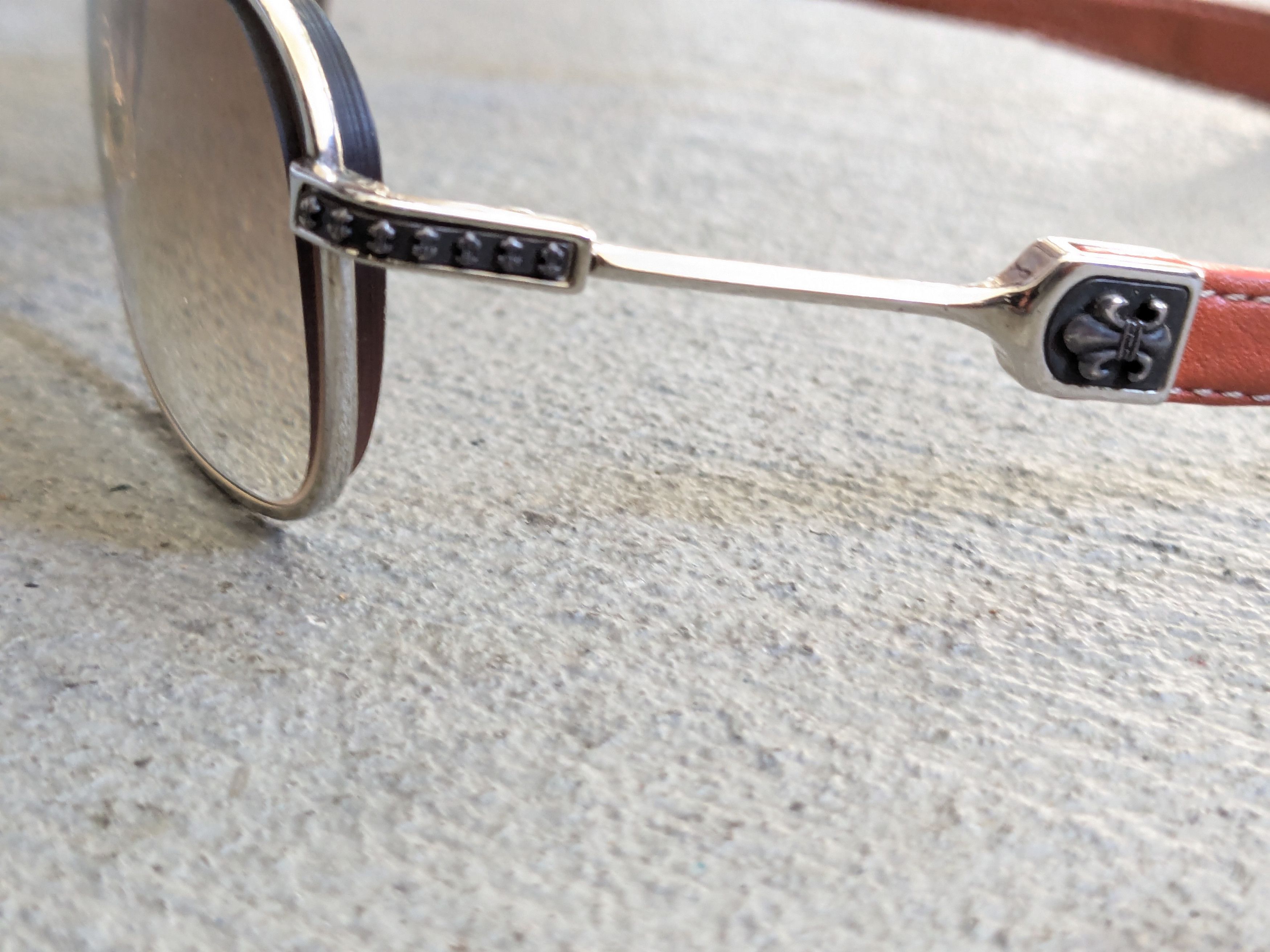 Chrome Hearts Chrome Hearts Sunglasses 'Kustom' Orange Leather Aviator Size ONE SIZE - 4 Thumbnail