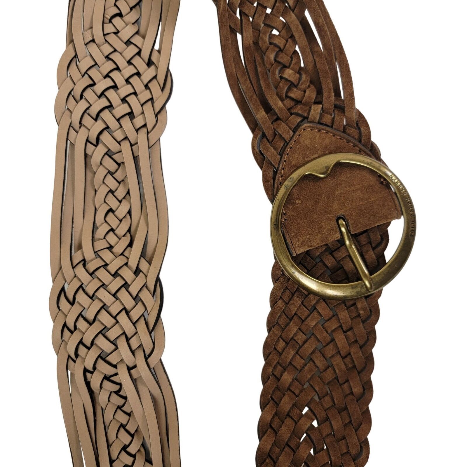 Polo Ralph Lauren Polo Ralph Lauren Woven Suede Leather Belt Brass Buckle Size ONE SIZE - 3 Thumbnail