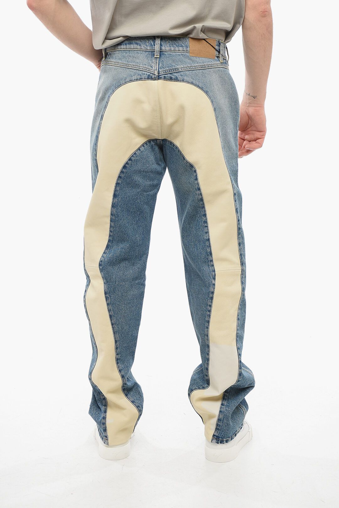 1989 STUDIO og1mm0725 Straight Leg Moto Jeans in Blue/Beige Size US 34 / EU 50 - 2 Thumbnail