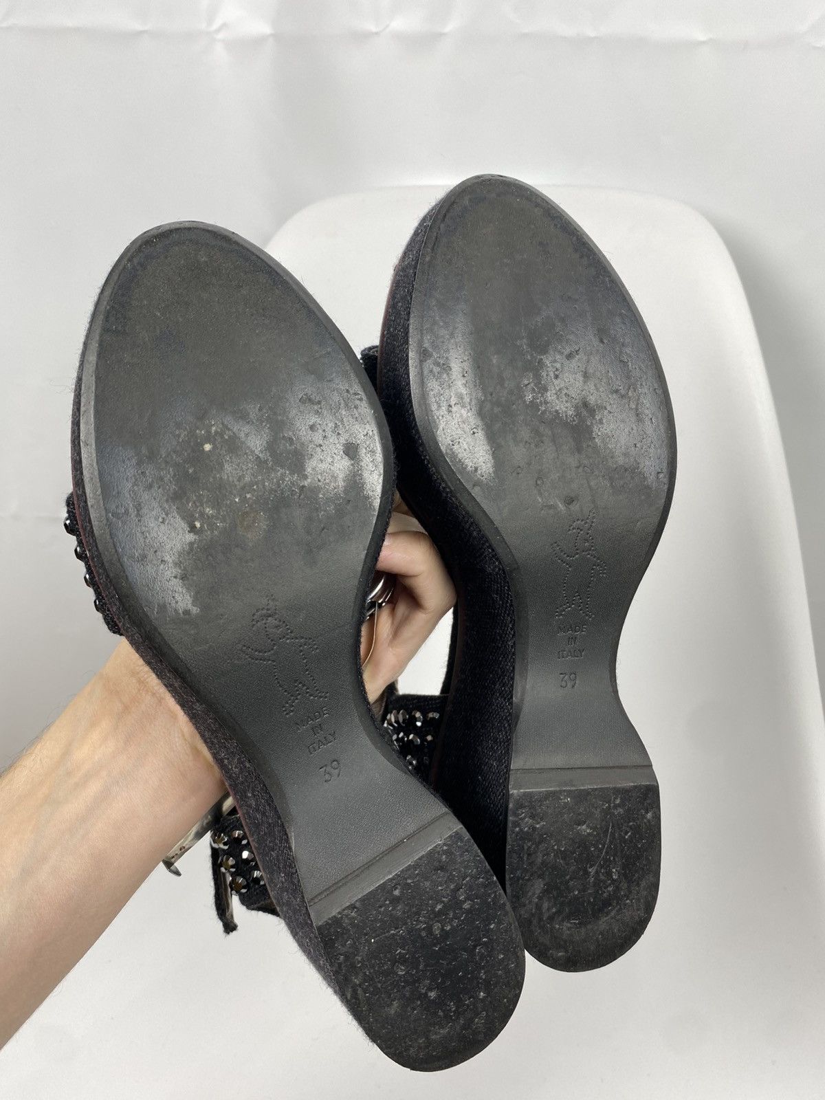 Marni Marni Studded Denim Ankle Strap Wedge Sandals size 39 Size US 9 / IT 39 - 11 Thumbnail