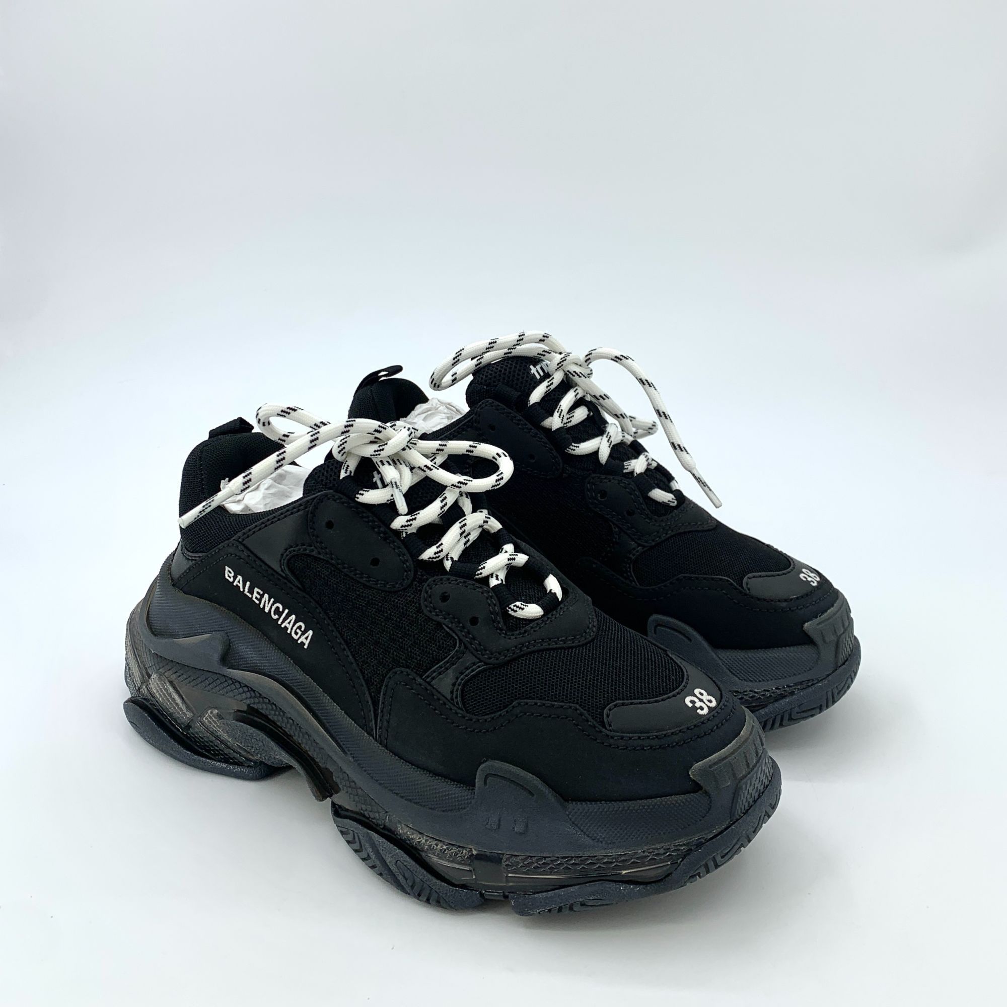 Balenciaga BALENCIAGA Triple S Black Sneakers Size 38 With Original Box Size US 8 / IT 38 - 2 Thumbnail