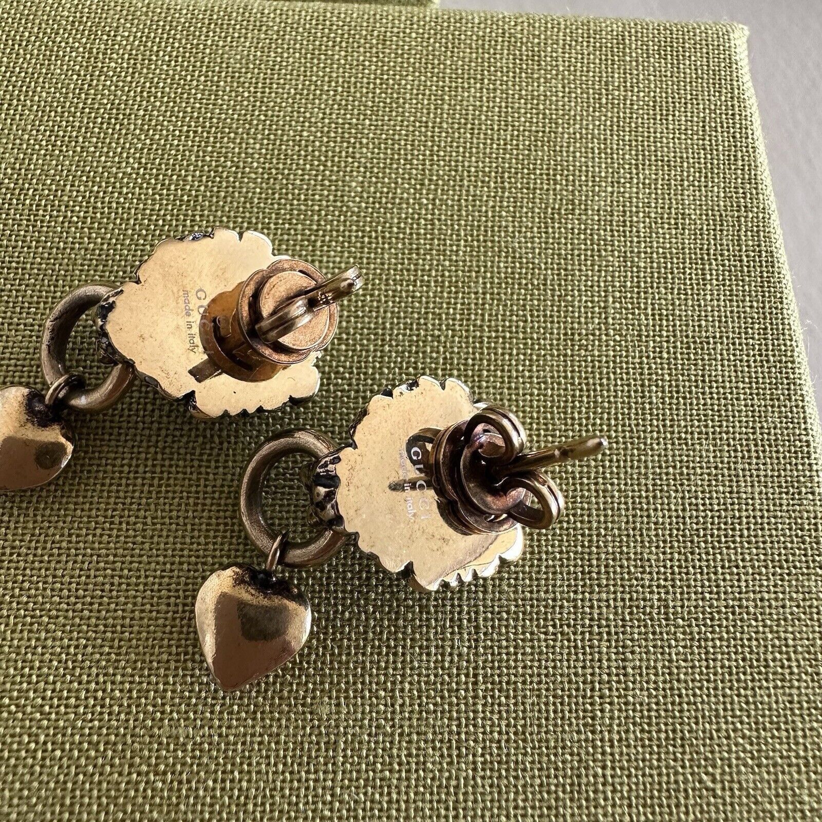 Gucci NEW GUCCI LION HEAD AND HEART EARRINGS GOLD TONE METAL Size ONE SIZE - 7 Thumbnail