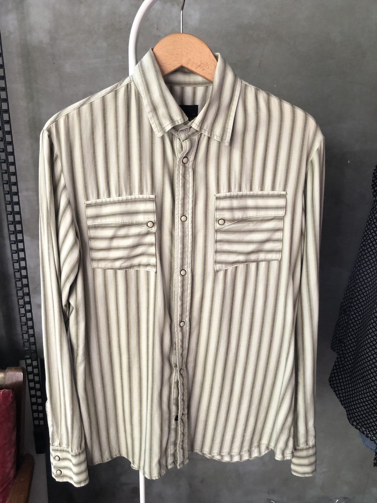 Diesel Diesel Men’s Striped Western Shirt – Size M Beige/Brown Y2K Size US M / EU 48-50 / 2 - 3 Thumbnail