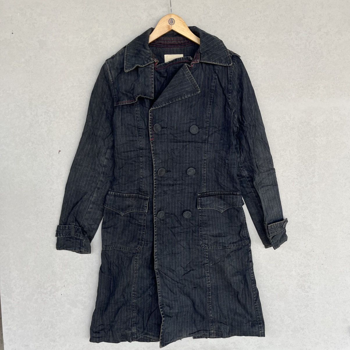 Other Vintage Black Denim Trench Coat With Double-Breasted Button Size M / US 6-8 / IT 42-44 - 1 Thumbnail