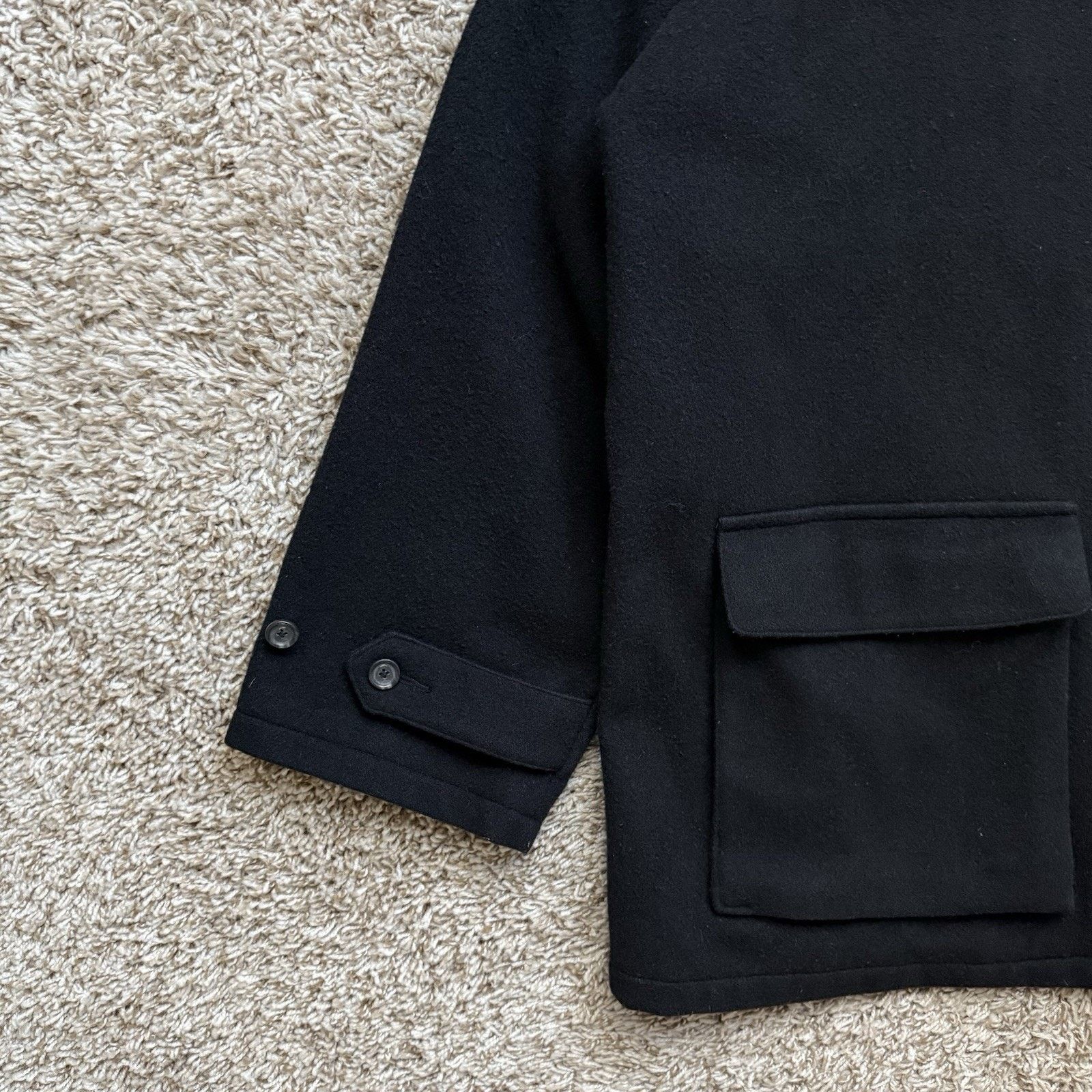 Polo Ralph Lauren × Ralph Lauren Vintage Polo Ralph Lauren Black Wool Pea Coat Zip Up Jacket Size US XL / EU 56 / 4 - 9 Thumbnail
