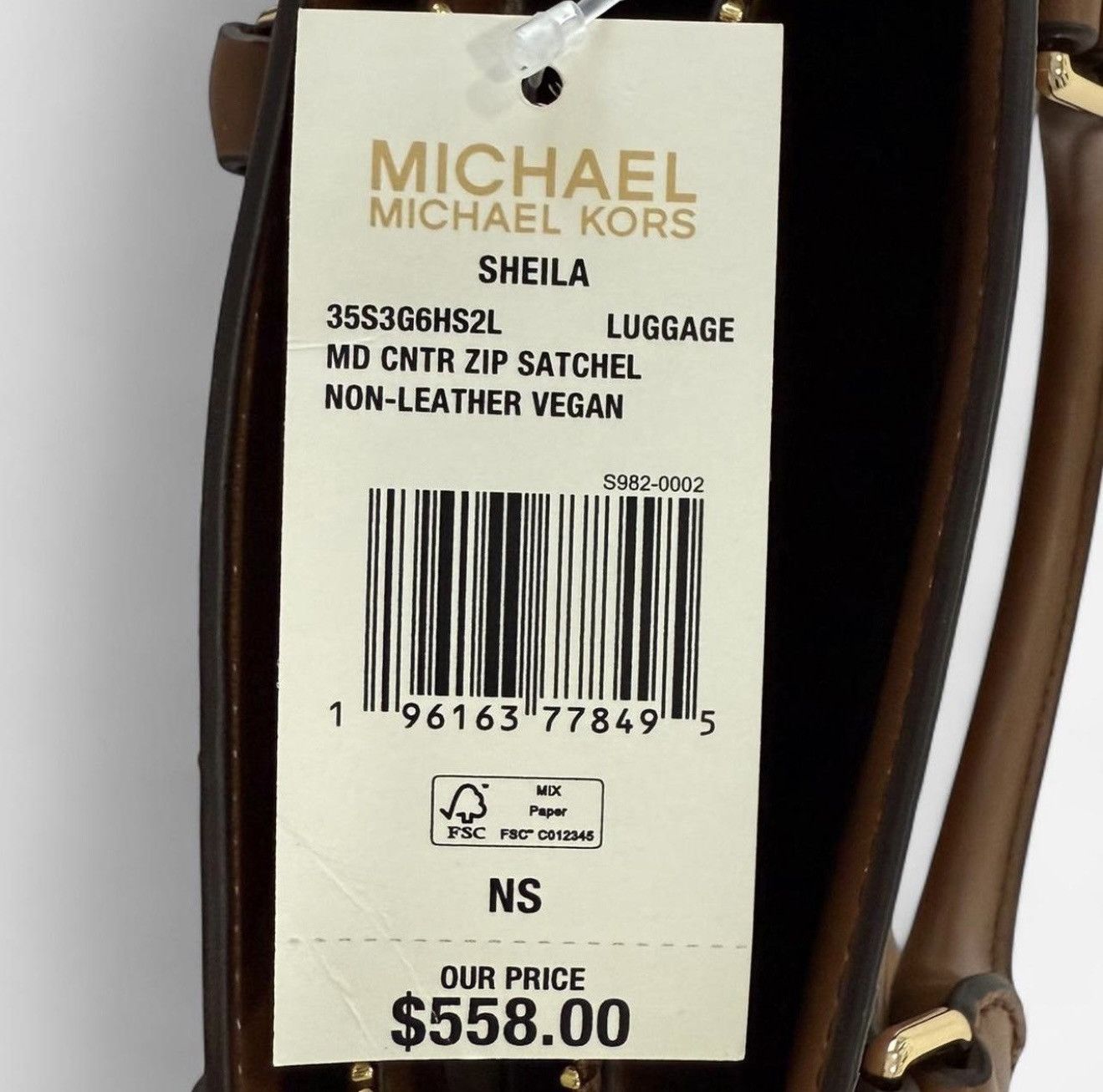 Michael Kors Michael Kors Sheila Vegan Leather Satchel - Luggage Brown Size ONE SIZE - 7 Thumbnail
