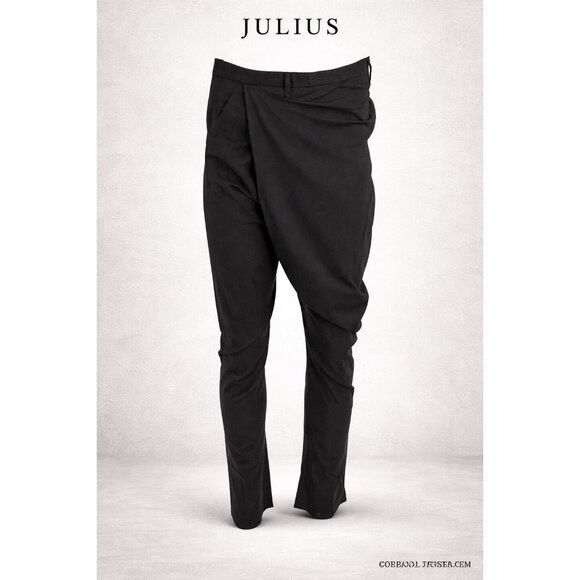 JULIUS Fold Over Waistband Trousers Black Size4 Made n Japan