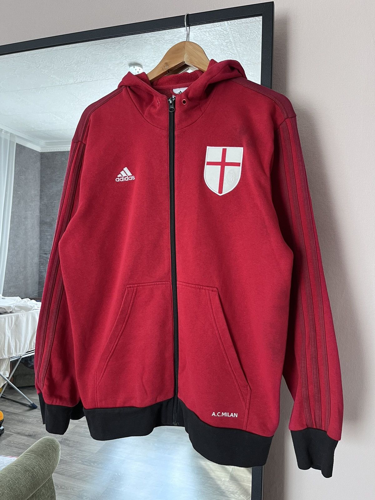 Adidas Adidas AC MILAN Hoodie Pullover Small logo Spellout Size US L / EU 52-54 / 3 - 1 Thumbnail