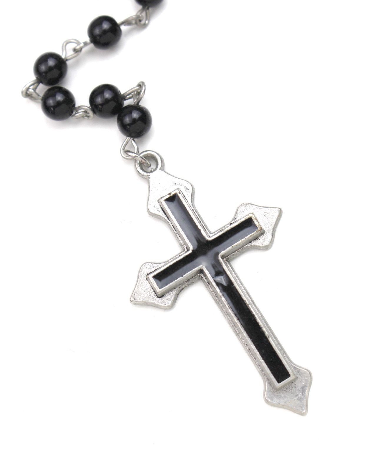 Vintage 2000S JAPANESE MADE GOTHIC ROSARY CROSS BEADED NECKLACE Size ONE SIZE - 4 Thumbnail
