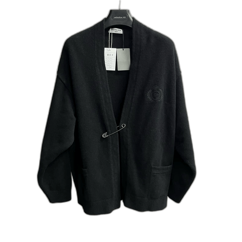 Balenciaga Black VNeck Loose Casual Knit Cardigan-2505 Size US S / EU 44-46 / 1 - 1 Thumbnail