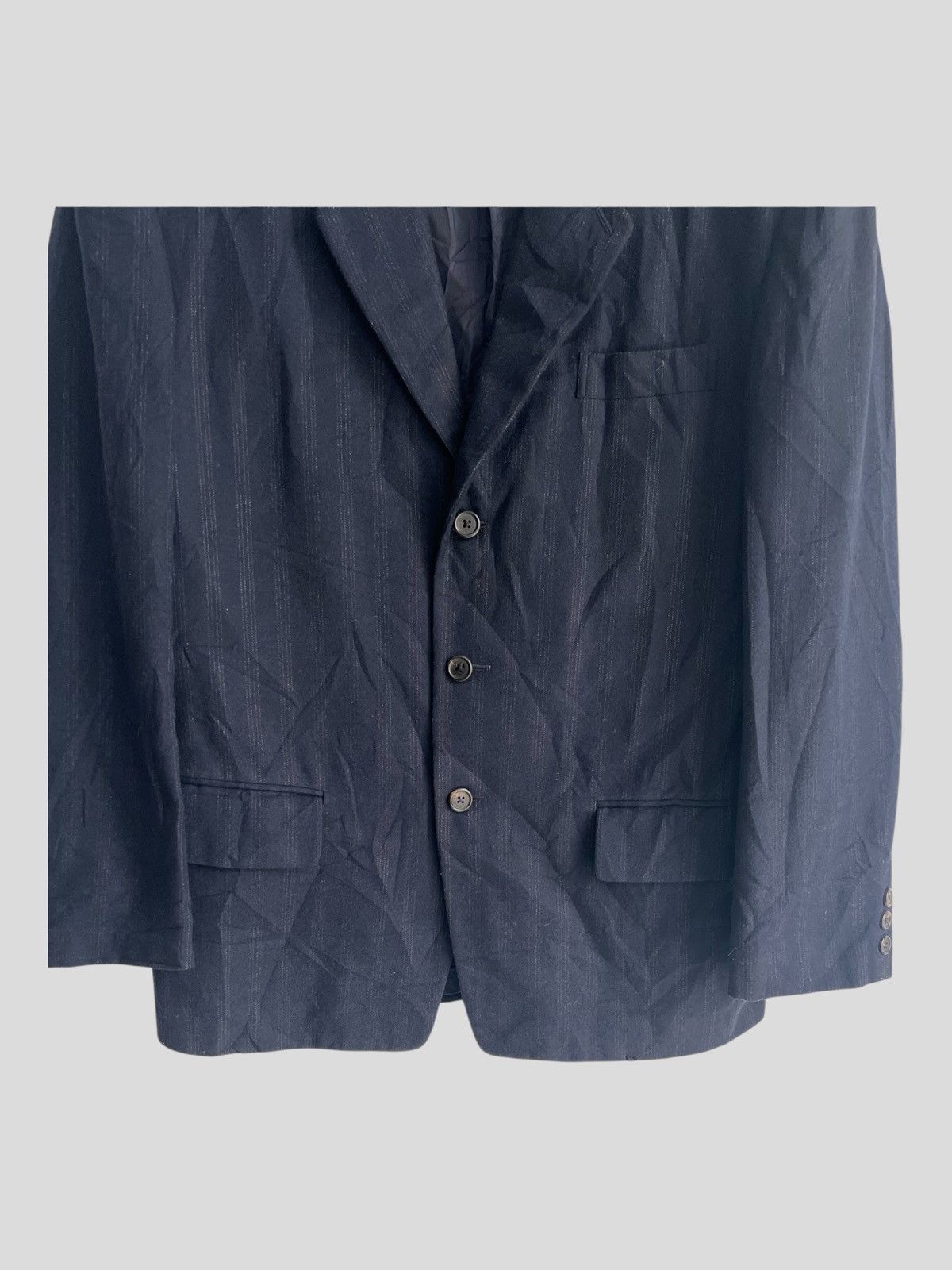 Yohji Yamamoto 1990s YY Mens Pinstriped Casual/Formal Gabardine Blazer Coat Size US M / EU 48-50 / 2 - 4 Thumbnail