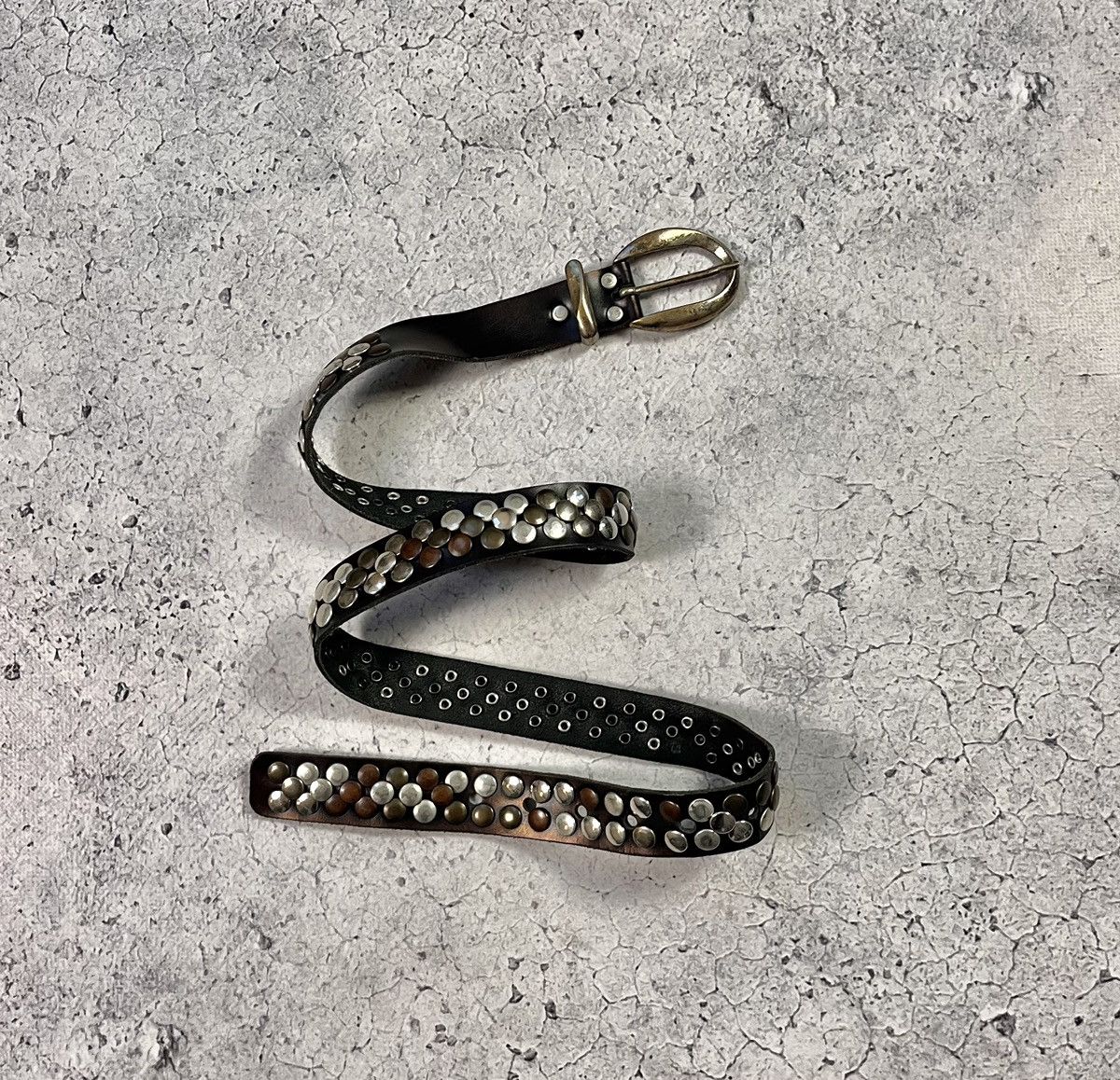 Designer × Leather Leather Belt With Crystals Avant Garde B.B Simon Style Size ONE SIZE - 1 Thumbnail
