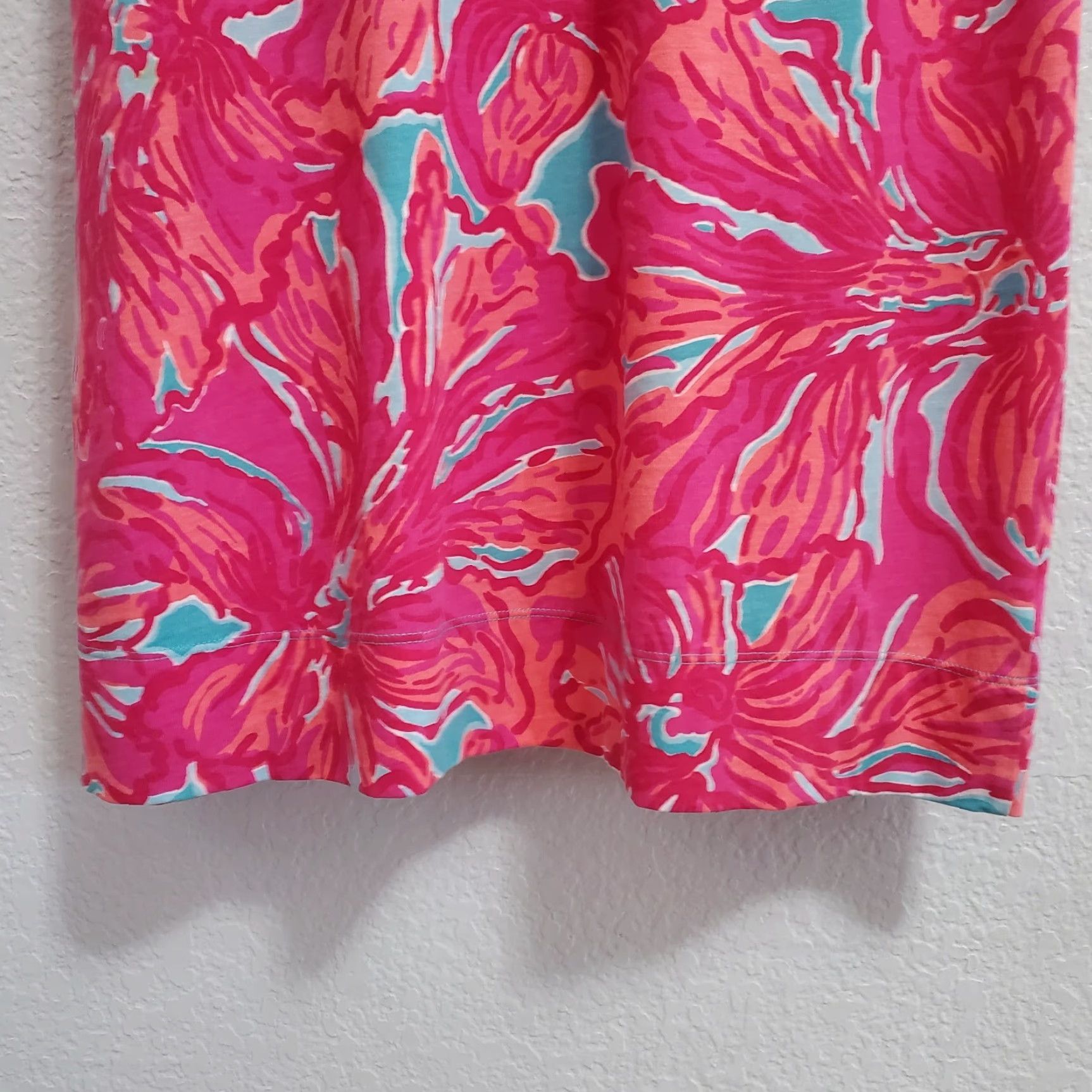Lilly Pulitzer Lilly Pulitzer Alessia Dress Womens M Pima Cotton Pink Floral Resort Sea V-Neck 3/4 Sleeve Pullover Knee Length A-Line Sundress Size M / US 6-8 / IT 42-44 - 6 Thumbnail