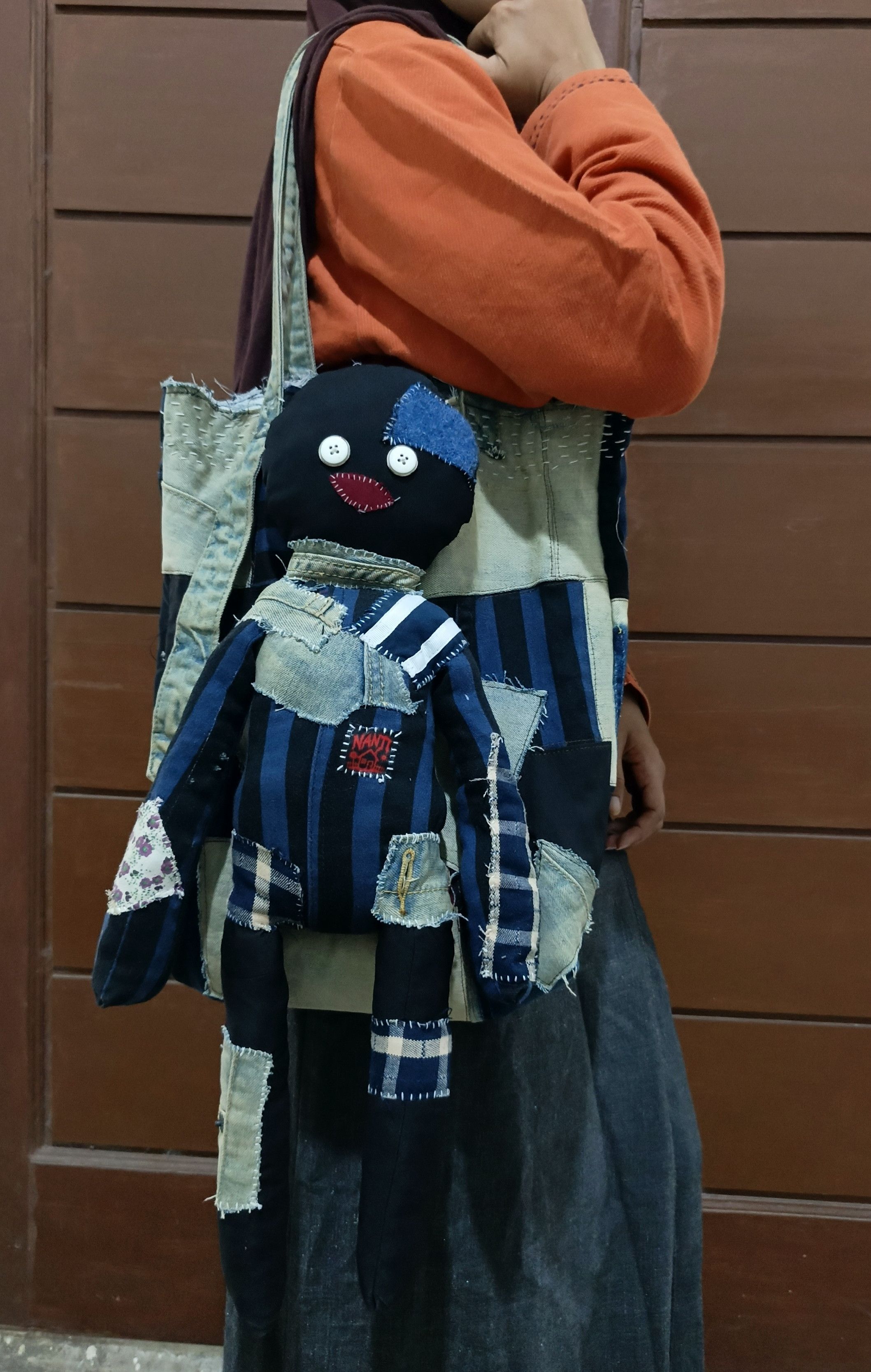 Japanese Brand Handmade Patchwork Rag Doll Tote Bag Size ONE SIZE - 11 Thumbnail