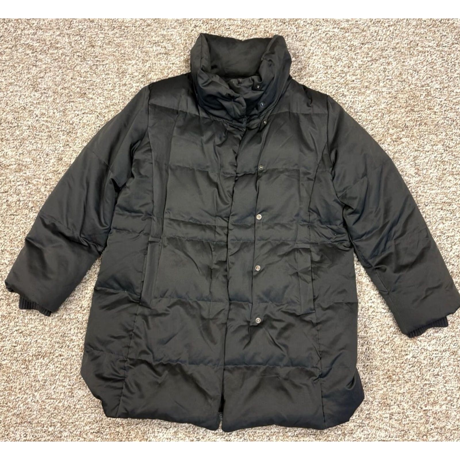 J. Jill VINTAGE J Jill Down Jacket Womens Long Coat Quilted Puffer Snap Black M Medium Coat Womens Size M / US 6-8 / IT 42-44 - 2 Thumbnail