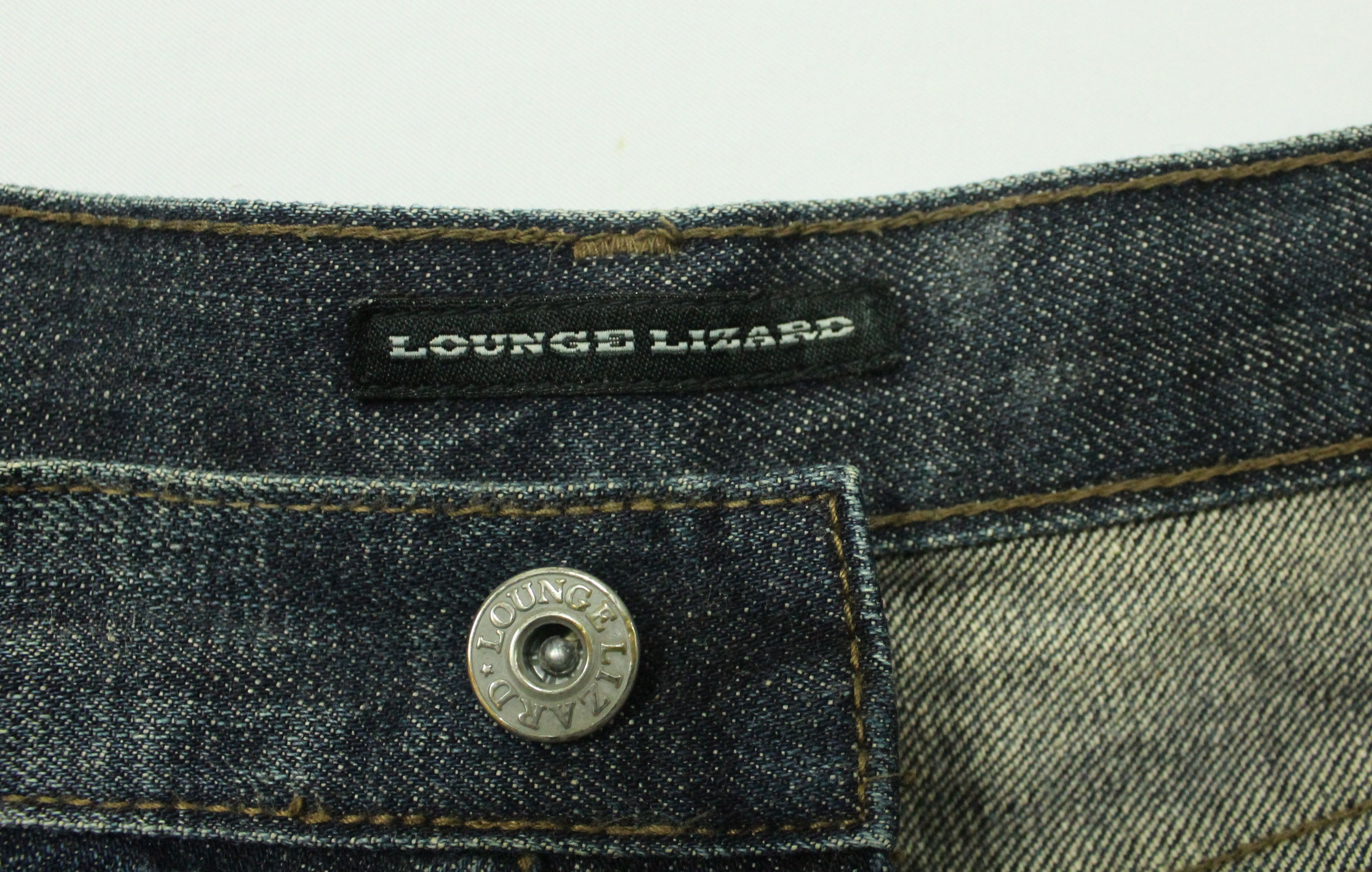 Japanese Brand LOUNGE LIZARD Denim Jeans Distressed Faded Thrashed Grunge Size US 31 - 15 Thumbnail