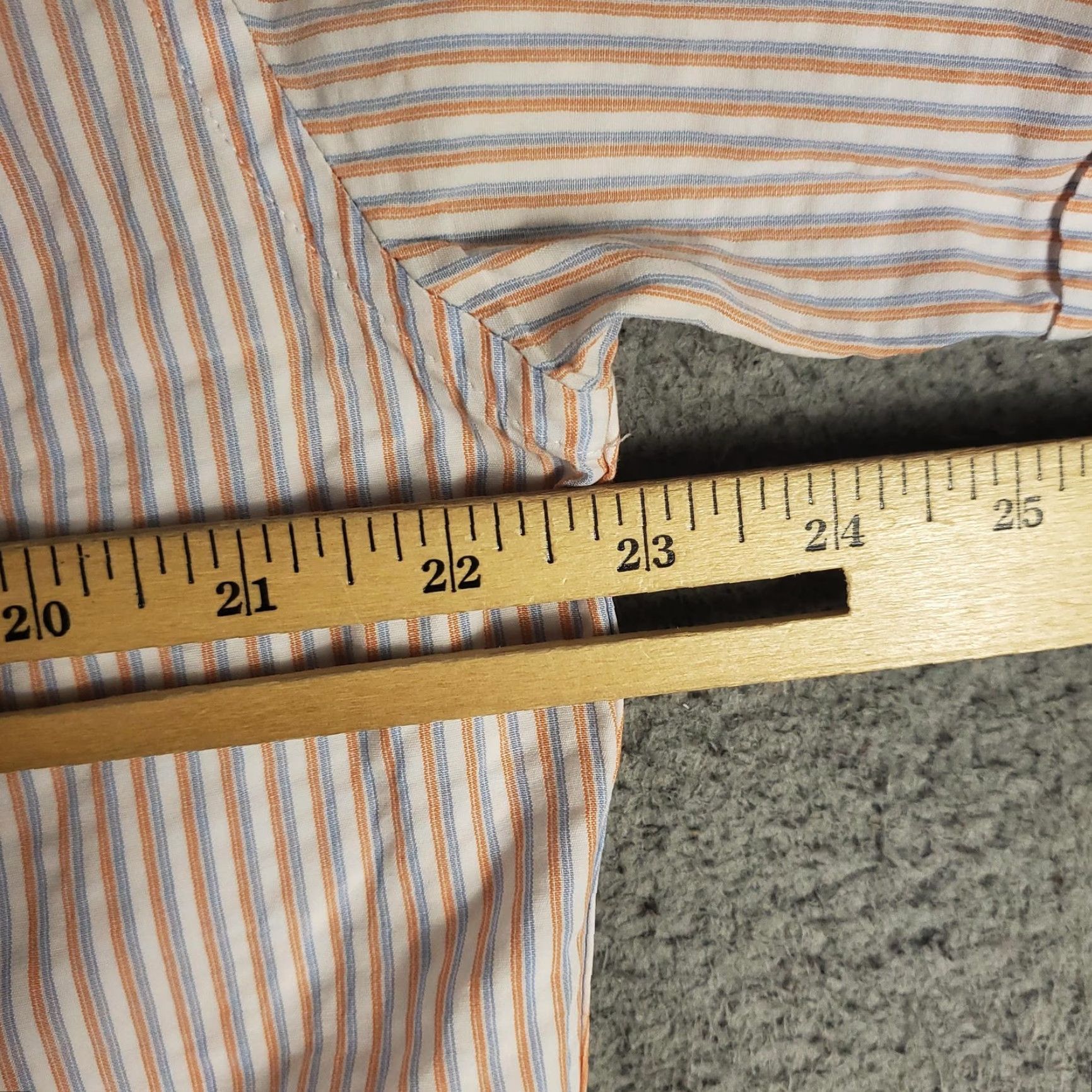 Faconnable Façonnable Men's Shirt Large Orange Striped Cotton Button-Up Short Sleeve Summer Casual Size US L / EU 52-54 / 3 - 5 Thumbnail