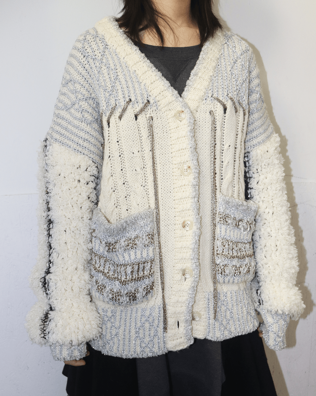 Japanese Brand Rurumu: AW21 String Detail Glitter Thread Cardigan Size ONE SIZE - 5 Thumbnail