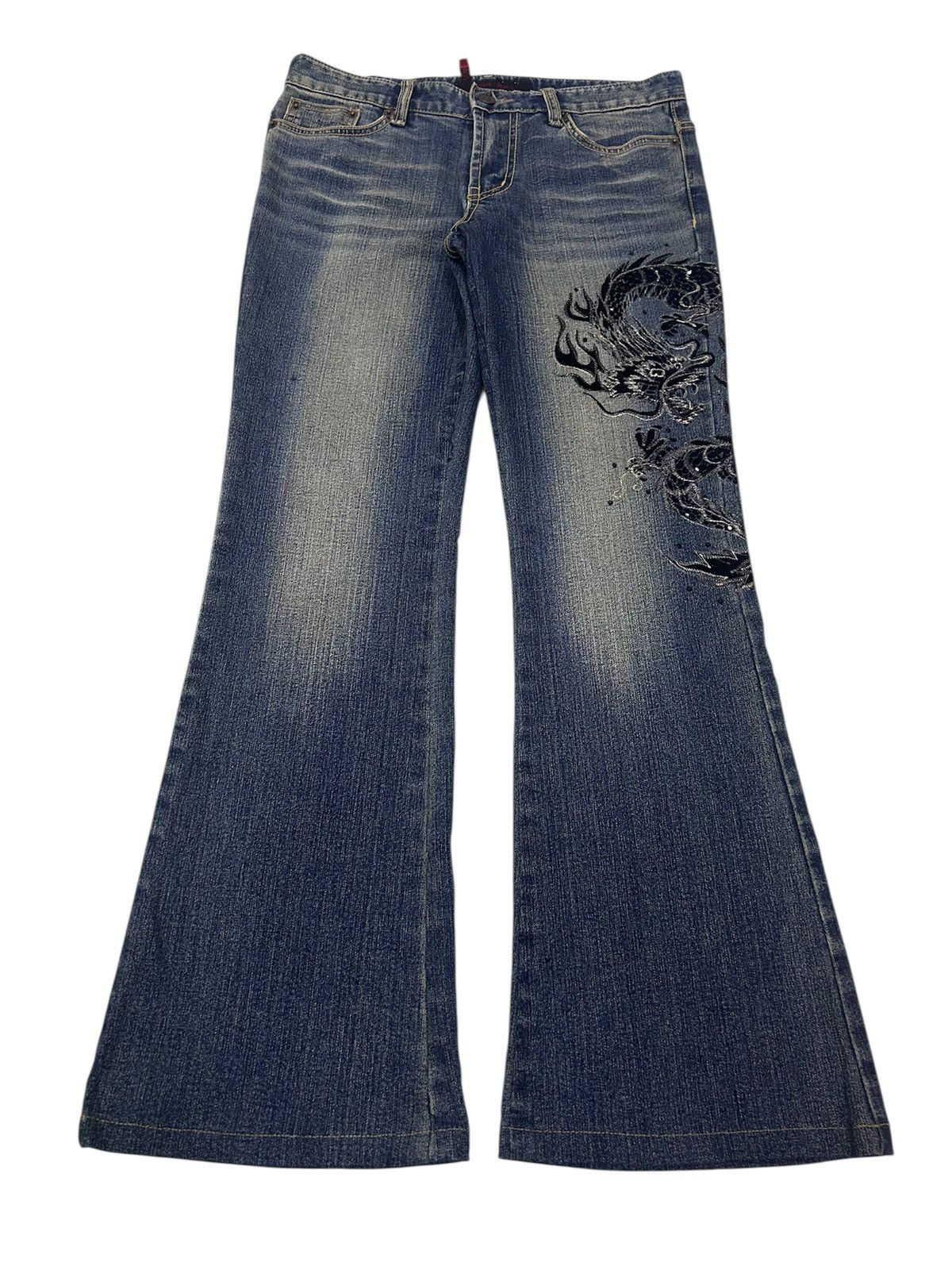 Japanese Brand × Vintage Vintage Japanese DIXIE JEANS Dragon Flare Denim Size US 30 / EU 46 - 1 Thumbnail