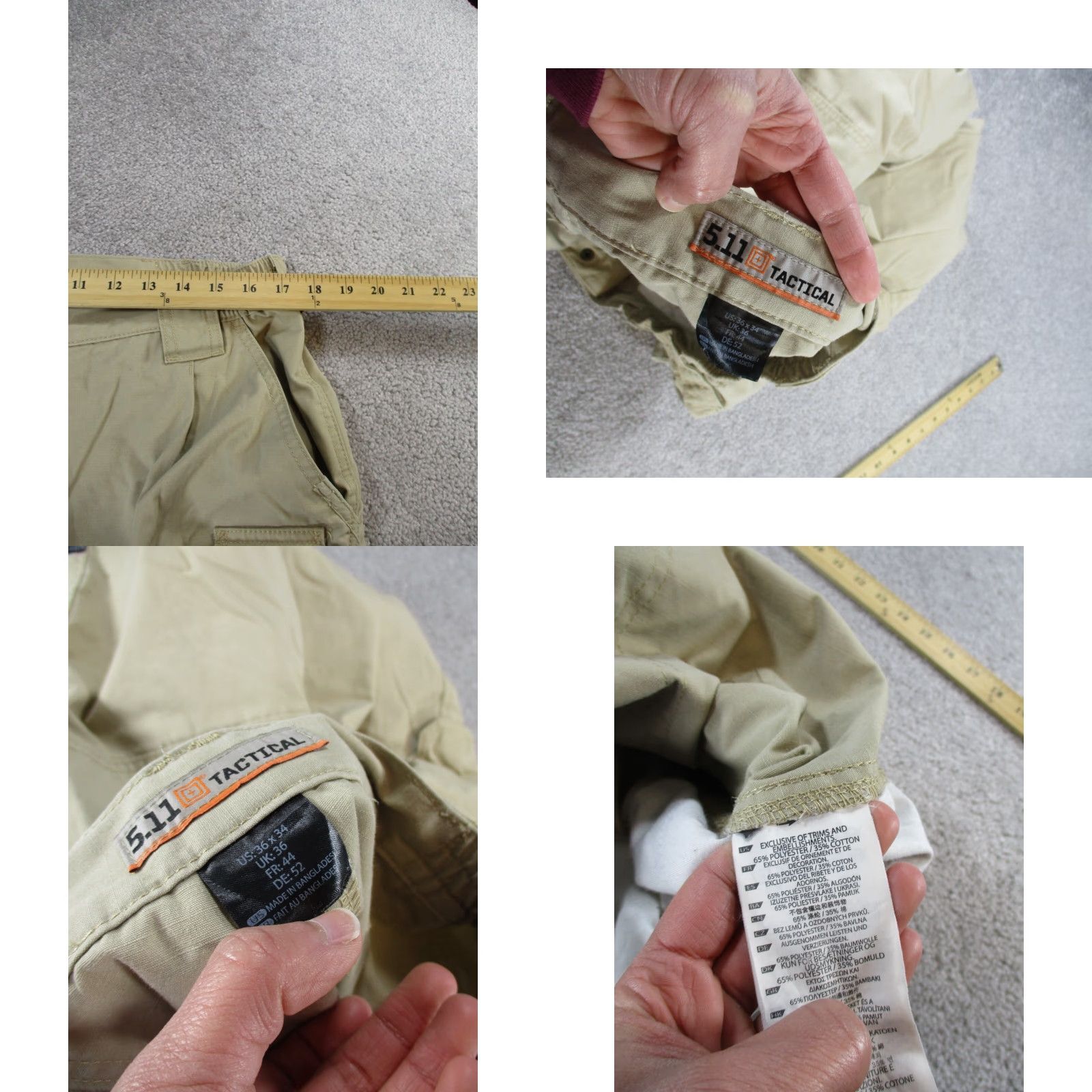 Vintage 5.11 Tactical Cargo Pants Mens 36 Beige Ripstop Military Regular Fit 36X33 Size US 36 / EU 52 - 8 Thumbnail