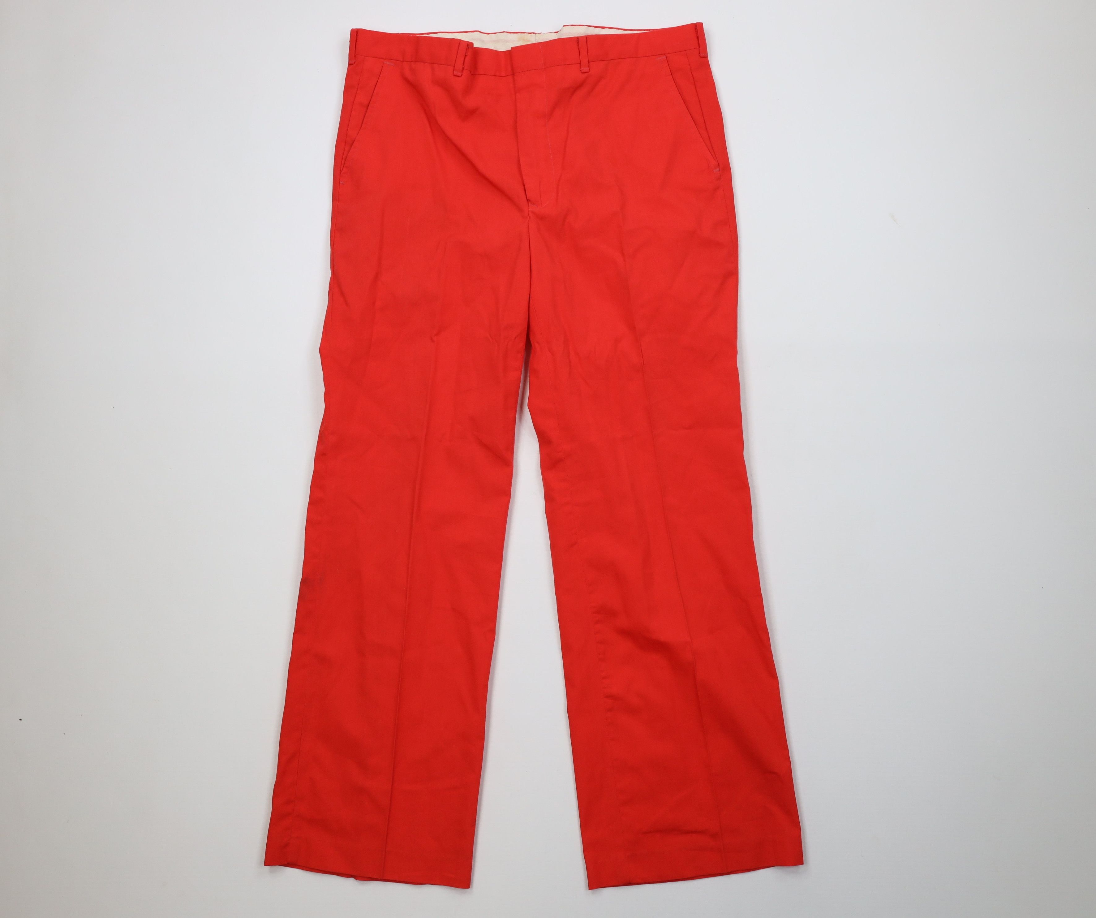 Vintage Vintage 70s Streetwear Flared Wide Leg Chino Pants Red USA Size US 36 / EU 52 - 1 Thumbnail