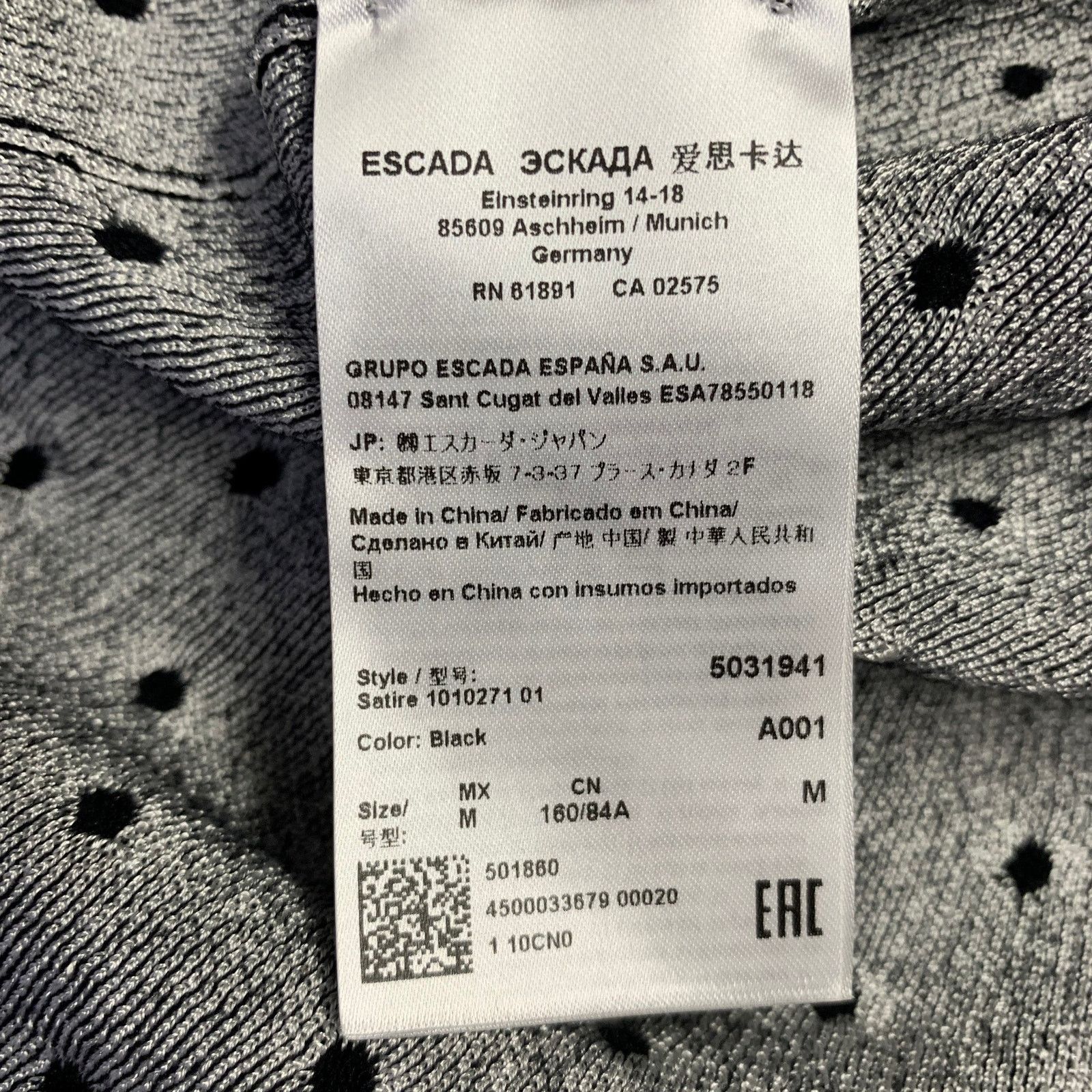 Escada M Black White Viscose Blend Polka Dot 2 Piece Cardigan Set Size M / US 6-8 / IT 42-44 - 14 Thumbnail