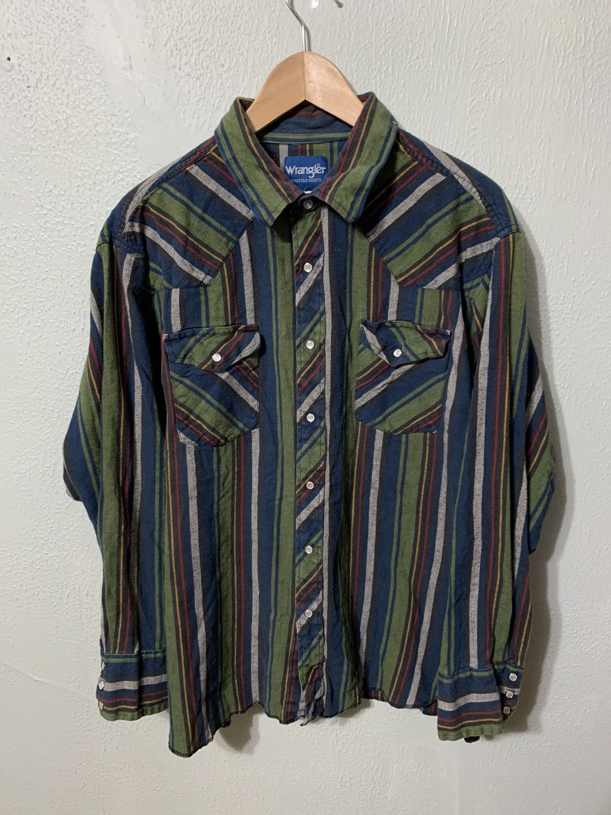 Vintage × Wrangler Vintage 1980s Wrangler Western Cut and Sew Striped Button Up Size US XL / EU 56 / 4 - 1 Thumbnail
