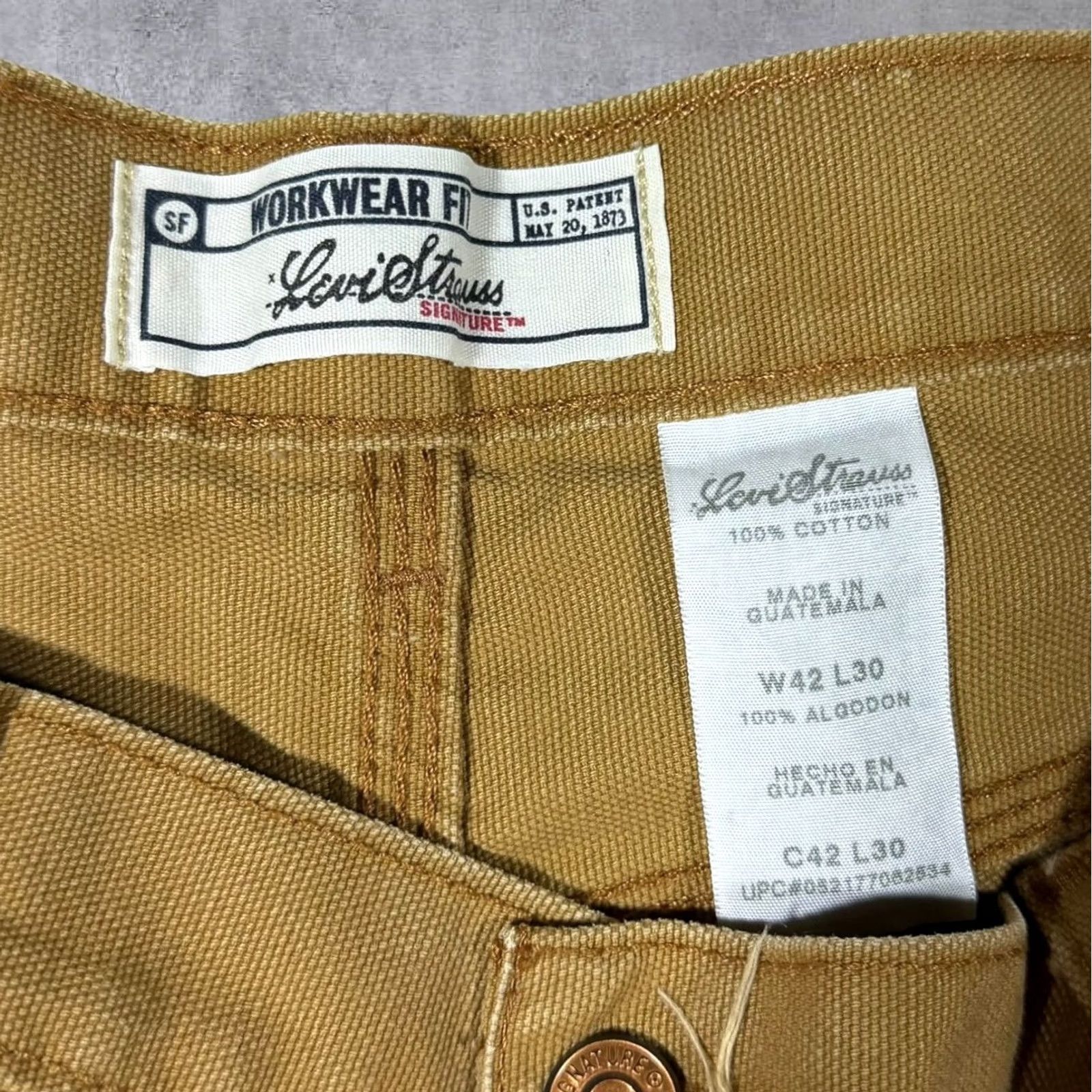Levi's VINTAGE Levi's Workwear Fit Brown Heavy Cotton Carpenter Denim Jeans W42 L30 Mens Jeans Carpenter Denim Brown 42x30 10" Leg Rise 17" Zip Size US 42 / EU 58 - 4 Thumbnail