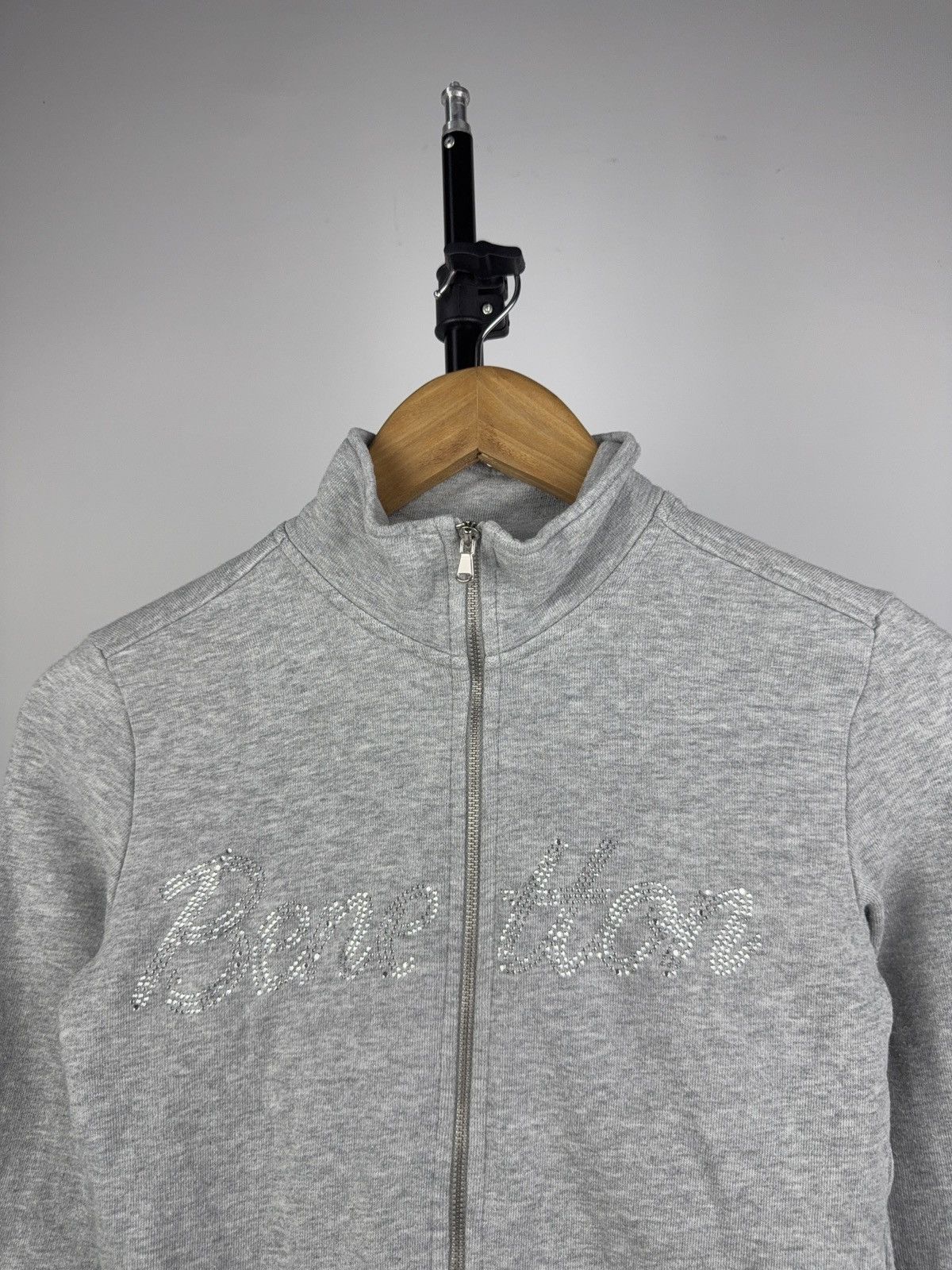 United Colors Of Benetton Benetton Zip Hoodie with Rhinestone Logo – Light Grey Size XS / US 0-2 / IT 36-38 - 3 Thumbnail