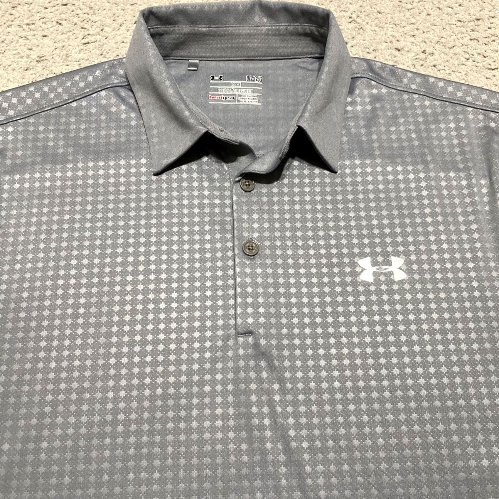 Under Armour Under Armour Polo Shirt Geometric Gray Mens L Sports HeatGear Golf Shirt Size US L / EU 52-54 / 3 - 6 Thumbnail