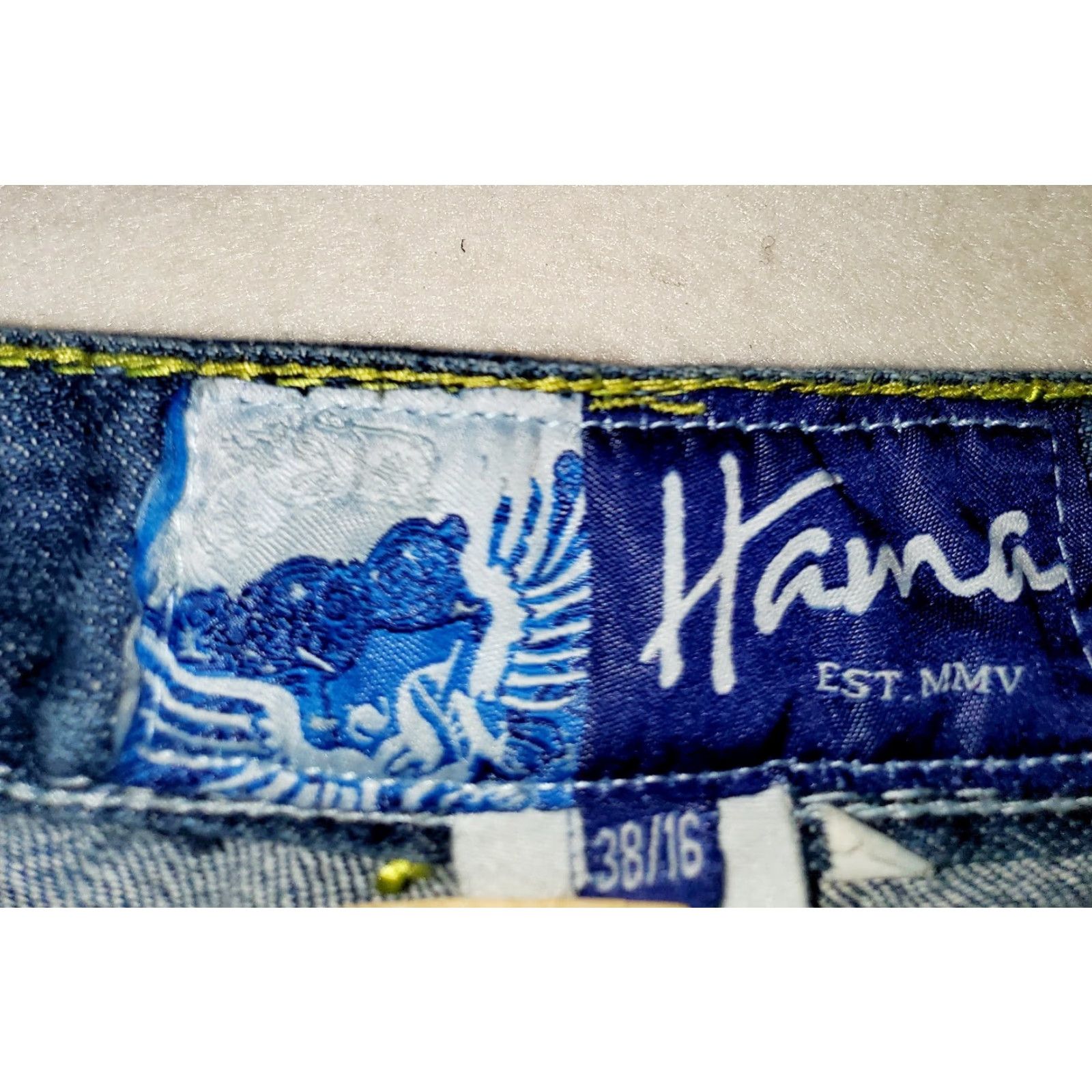 Denime VINTAGE 90s Oversized HANA Denim Jean Shorts Mens 38/16 Blue Denim Embroidered 90s Theme Jeans Short cutoff Size US 38 / EU 54 - 3 Thumbnail