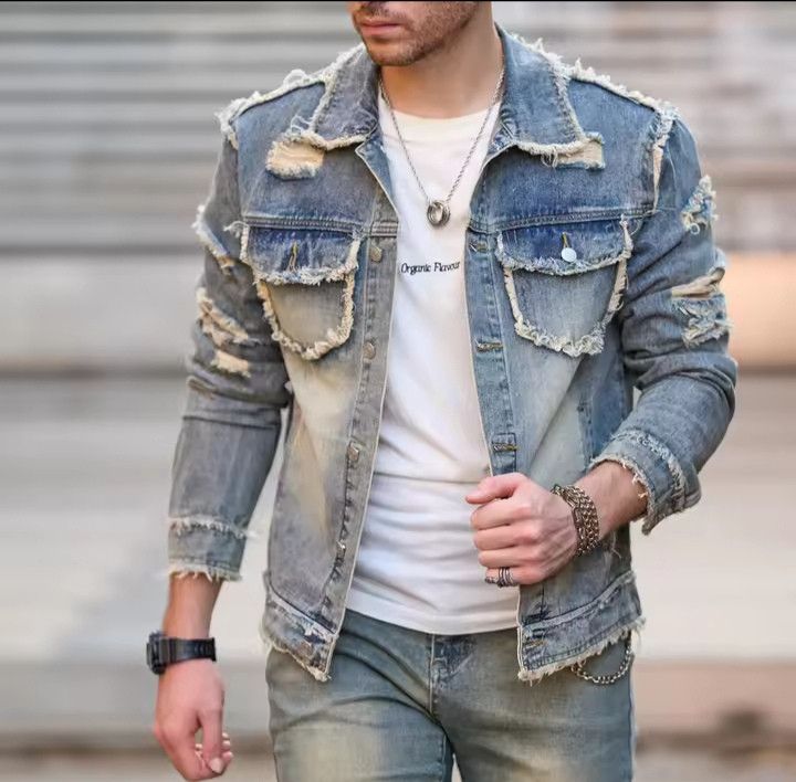 Ripped Slim Casual Denim Jacket