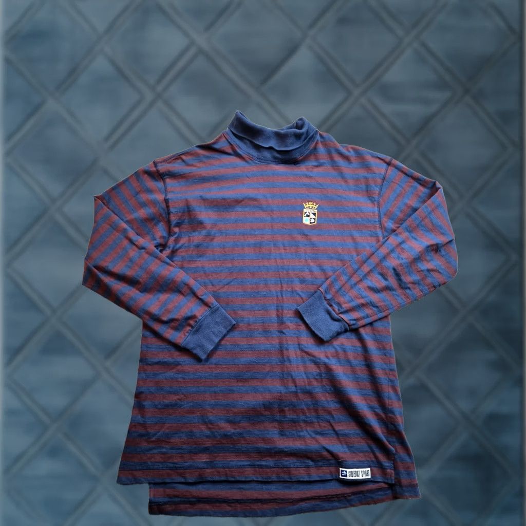 Sideout VINTAGE Sideout Shirt XL Mens Blue Striped Turtleneck Crest Logo USA 90s Boys? Size US XL / EU 56 / 4 - 1 Thumbnail