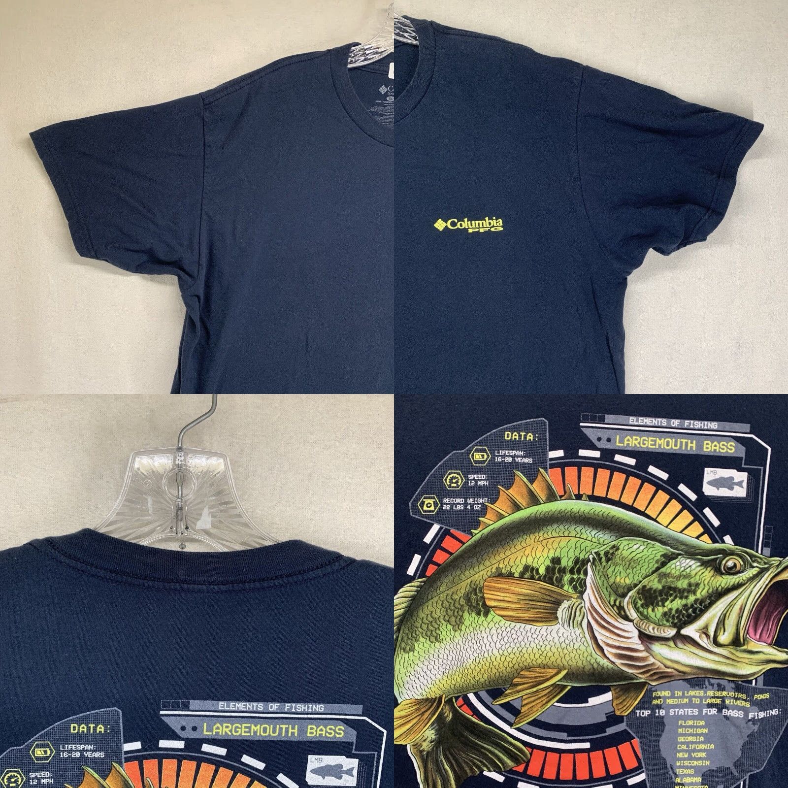 Vintage VINTAGE Columbia PFG T-Shirt Fish Graphic Print Short Sleeve Cotton Men XL Blue 90s Bass Size US XL / EU 56 / 4 - 8 Thumbnail