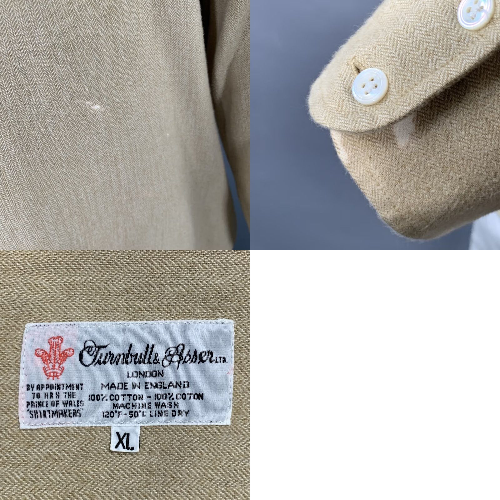 Turnbull & Asser TURNBULL & ASSER Shirt Size XL Beige Cotton Herringbone 2 Pockets Long Sleeve Size US XL / EU 56 / 4 - 8 Thumbnail