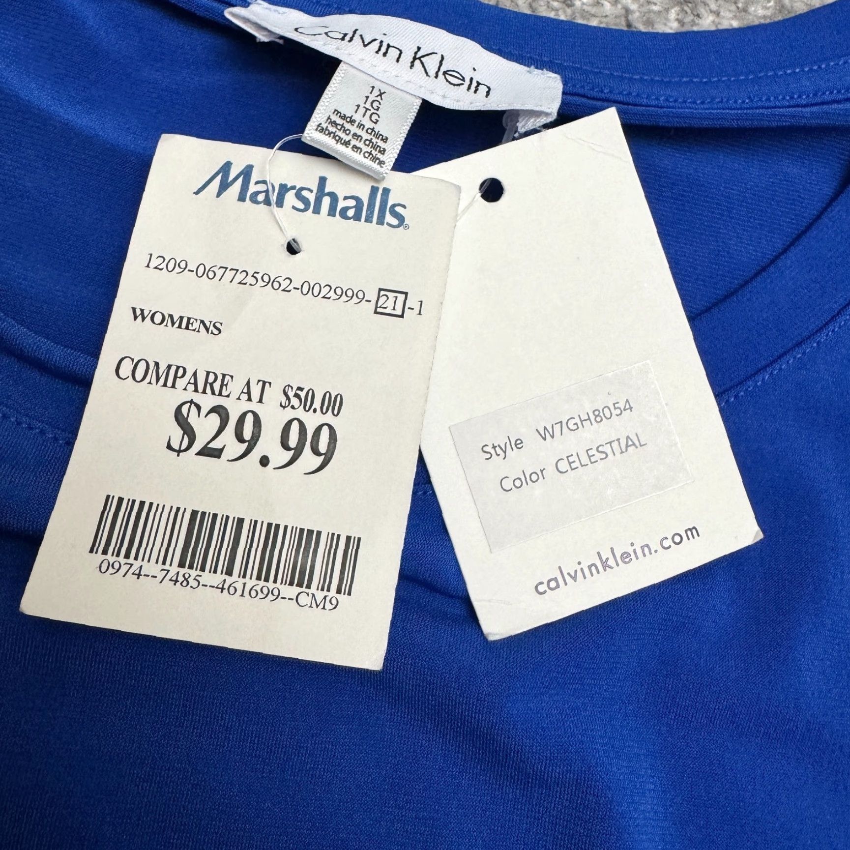 Calvin Klein Calvin Klein Collection Blouse Womens Plus 1X Royal Blue Long Sleeve Tunic Shirt NWT Size XL / US 12-14 / IT 48-50 - 6 Thumbnail