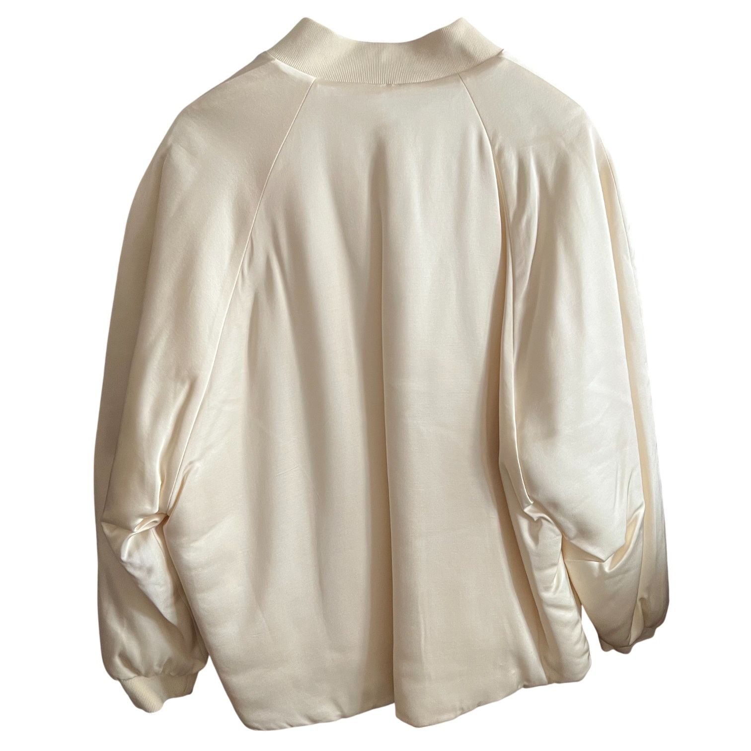 Mango Mango Beige Satin Long Puffed Sleeves Quilt Bomber Jacket Size L / US 10 / IT 46 - 9 Thumbnail