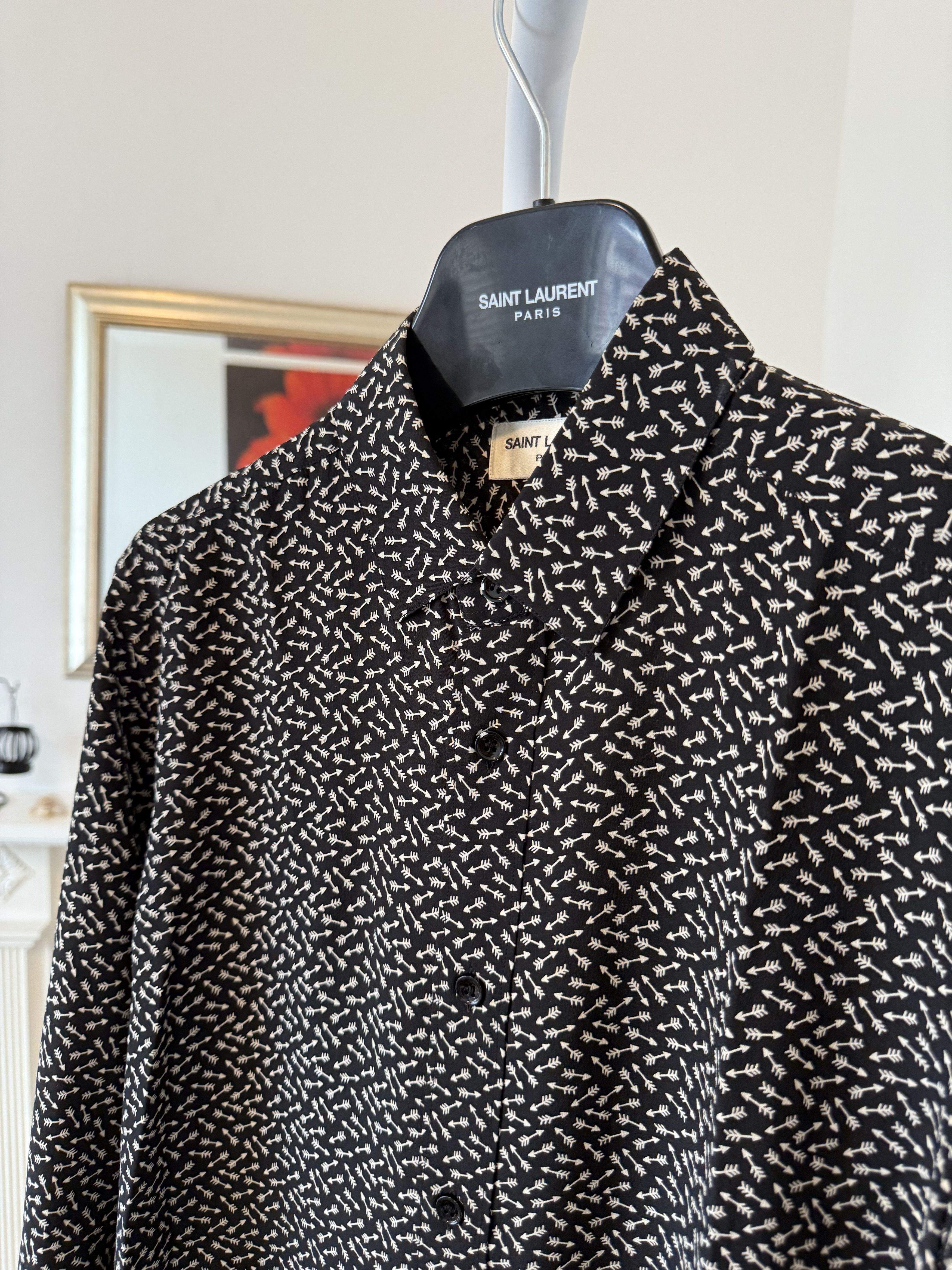 Hedi Slimane × Saint Laurent Paris FW15 Saint Laurent Silk Arrow Shirt Size US M / EU 48-50 / 2 - 6 Thumbnail