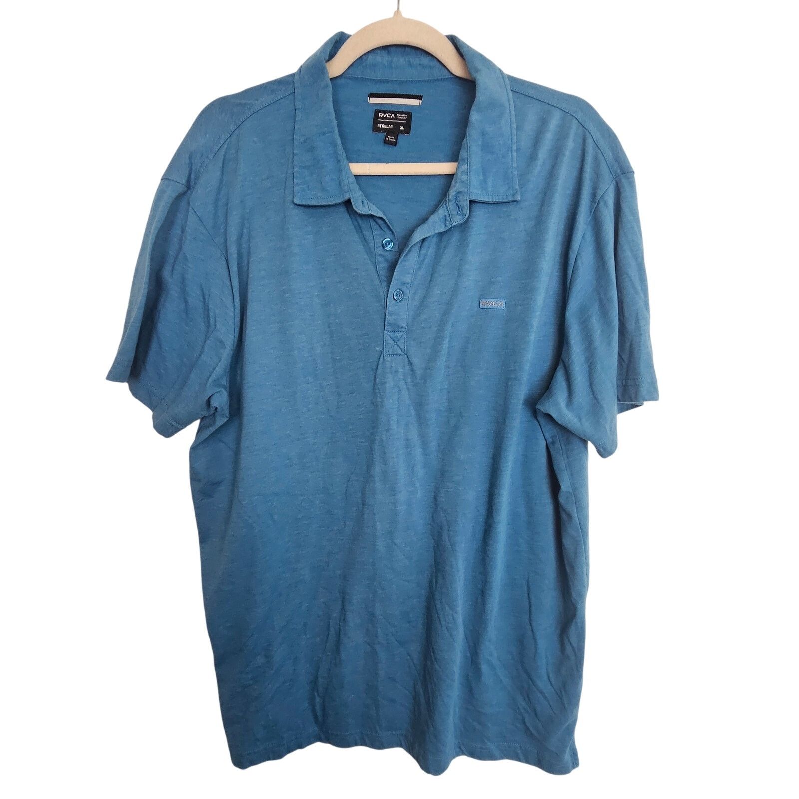 RVCA RVCA Polo Shirt Blue Short Sleeve Top Collared Neck Men XL Size US XL / EU 56 / 4 - 1 Thumbnail