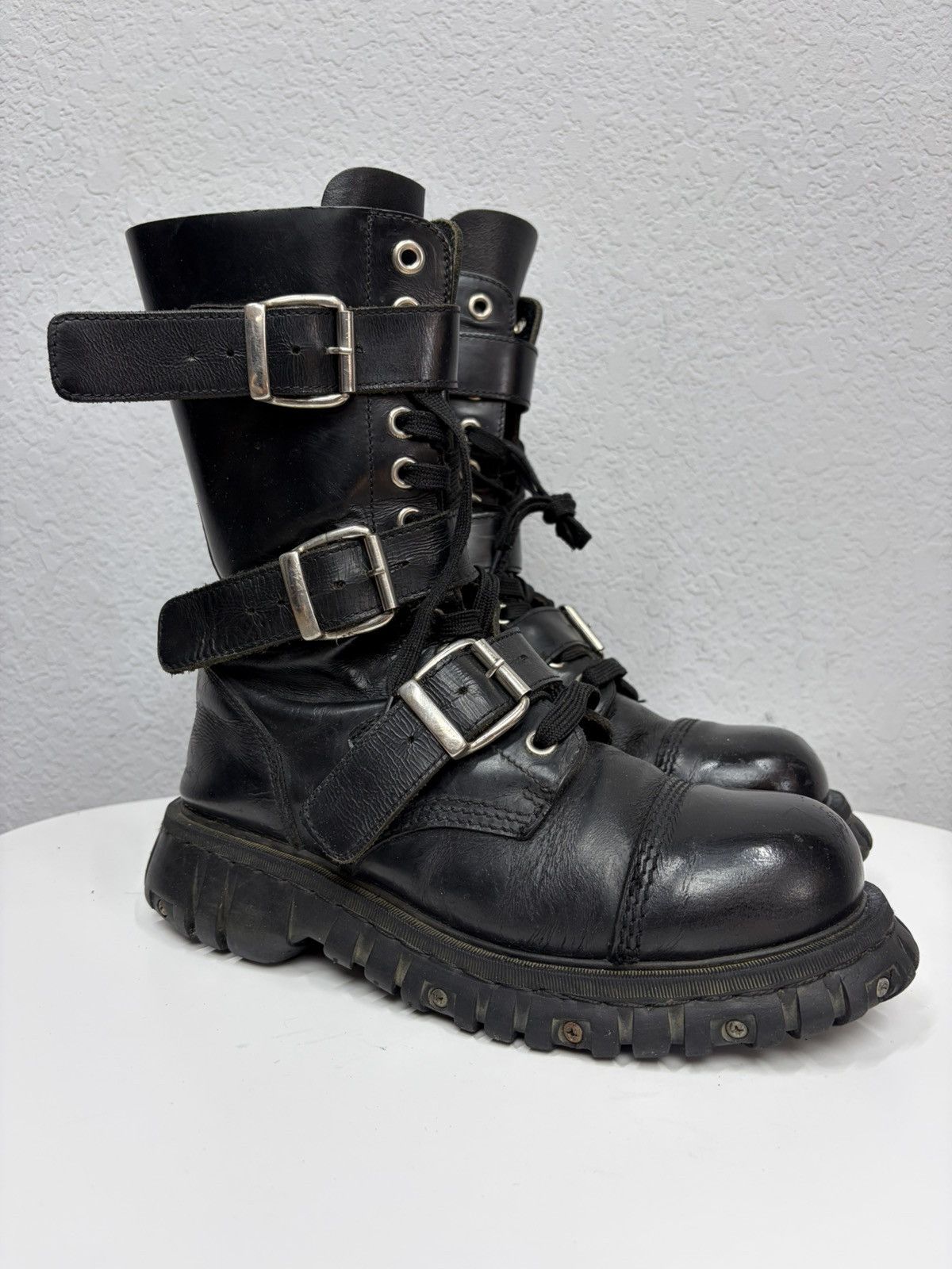 Hedi Slimane Studded Leather Multi Belted Boots Avant-Garde CCP Style Y2K Size US 9.5 / EU 42-43 - 5 Thumbnail
