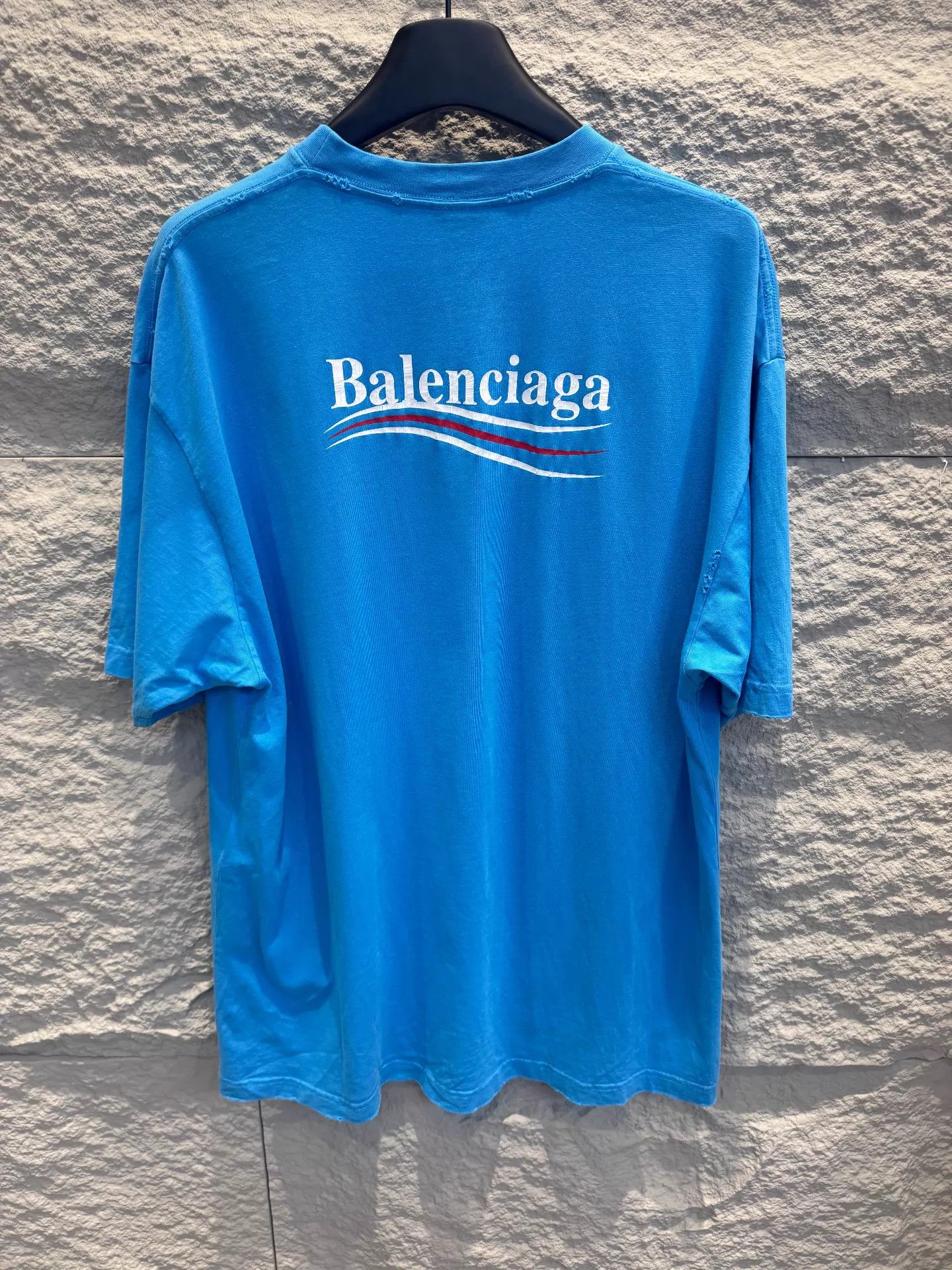 Balenciaga Balenciaga Blue Wave Logo Short Sleeve T-Shirt Size US S / EU 44-46 / 1 - 4 Thumbnail