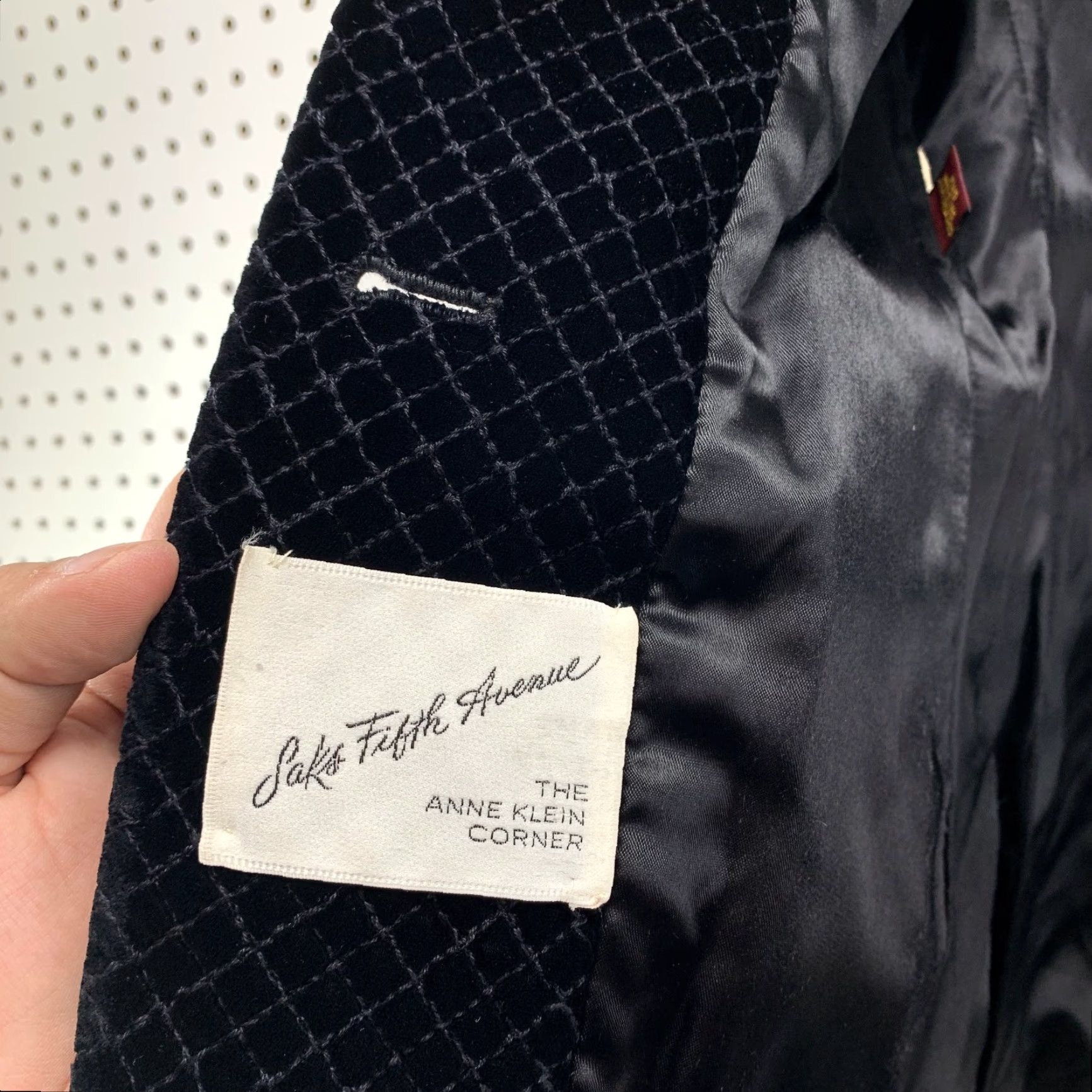 Anne Klein VIntage Anne Klein Velvet Blazer Womens Small Black Check Velour Saks Fifth Size S / US 4 / IT 40 - 5 Thumbnail