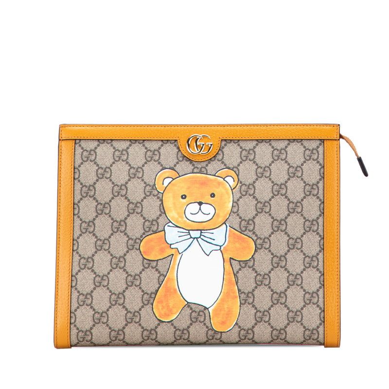 Gucci Gucci EXO KAI GG Supreme Teddy Bear PVC Clutch Limited Leather Clutch Bag 660513 DUTY FREE for USA