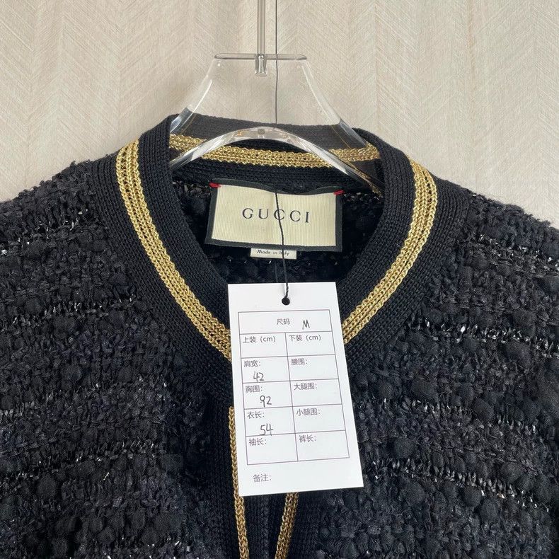 Gucci GucciBlack striped pearl buckle long-sleeved knitted cardig Size M / US 6-8 / IT 42-44 - 2 Thumbnail