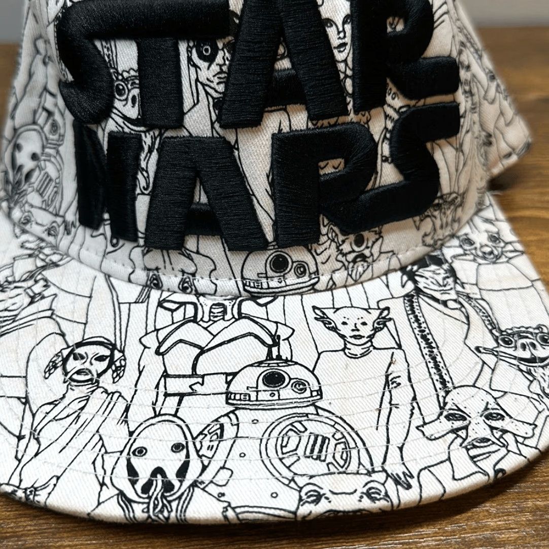 Star Wars STAR WARS Hat Snapback Trucker Baseball Black & White Character Sketches Embroidered Unisex Adults One Size Black Size ONE SIZE - 2 Thumbnail