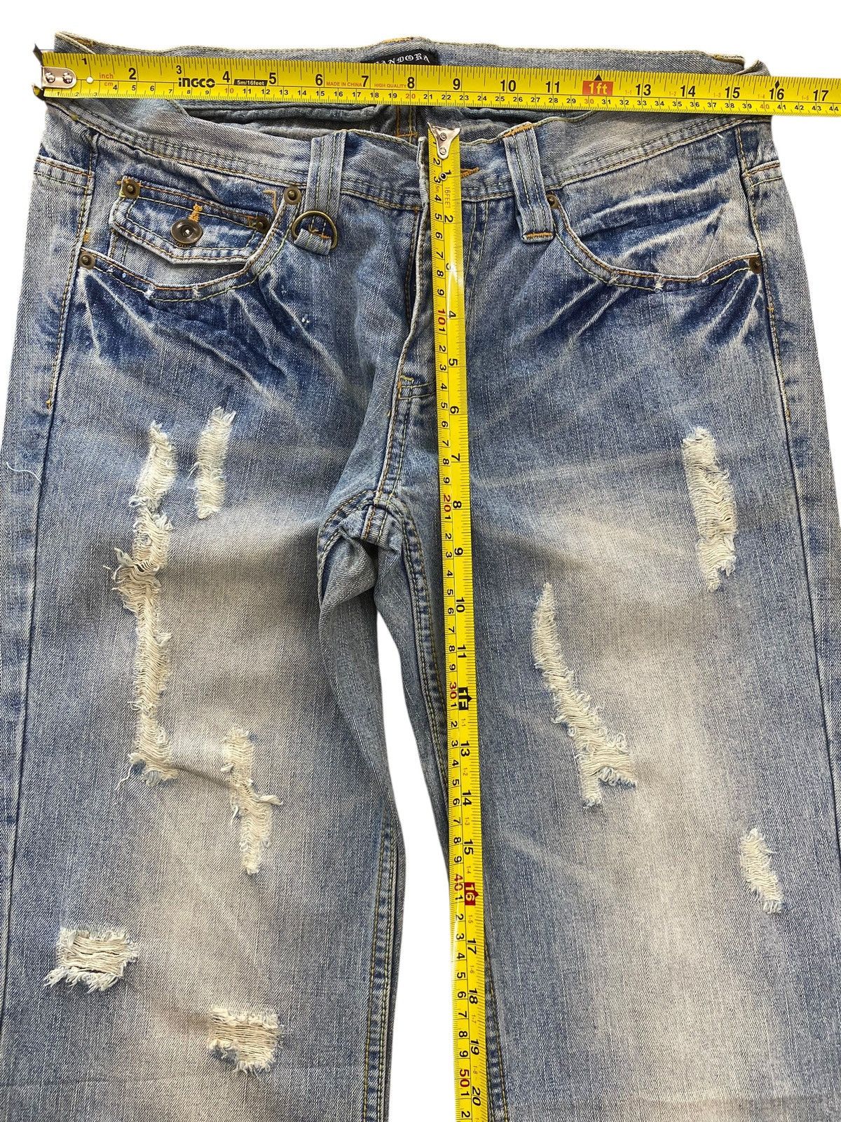 pandora Pandora Faded Blue Wash Ripped Style Flare Jeans Size US 32 / EU 48 - 6 Thumbnail