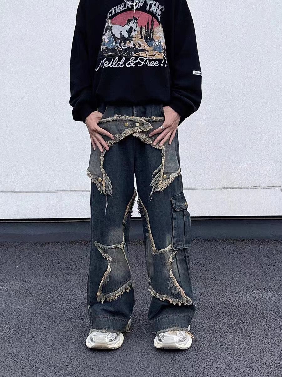 Japanese Brand × Jean Detachable pentagram design baggy jeans Size US 34 / EU 50 - 1 Thumbnail