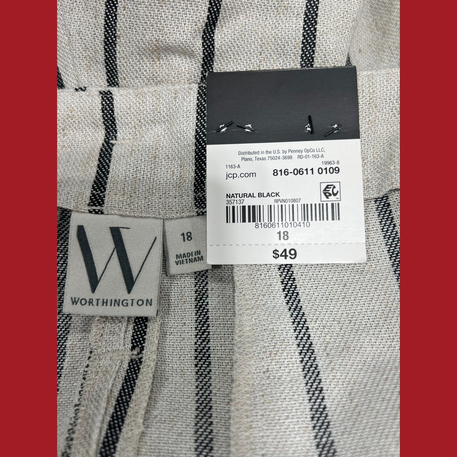 Worthington Worthington - Women's Striped Belted Shorts - Beige - 18 Size 40" / US 18 - 11 Thumbnail
