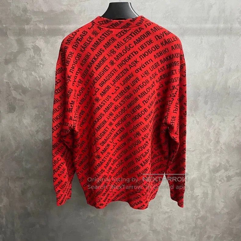 Balenciaga Balenciaga Red Logo Print Sweater. Size US XS / EU 42 / 0 - 2 Thumbnail